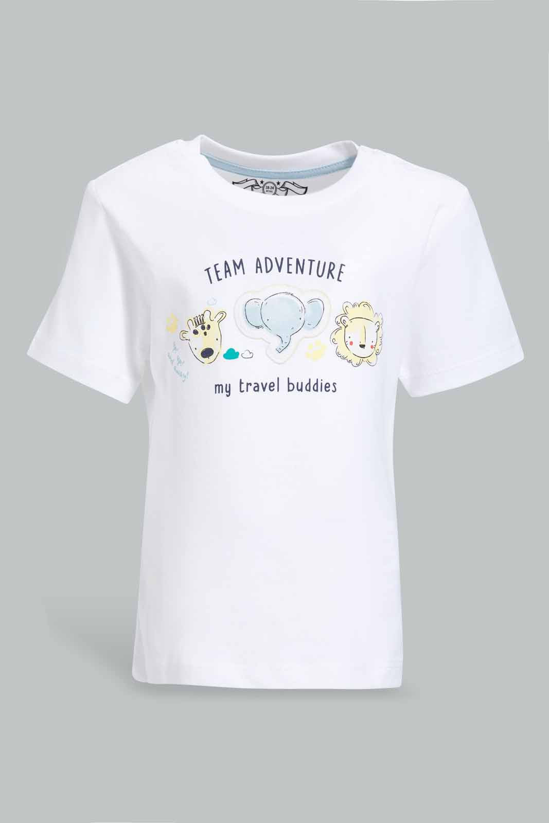 Redtag-White-Patch-Short-Slv-Safari-Tshirt-Category:T-Shirts,-Colour:White,-Deals:New-In,-Filter:Infant-Boys-(3-to-24-Mths),-INB-T-Shirts,-New-In-INB-APL,-Non-Sale,-Section:Boys-(0-to-14Yrs),-W22O-Infant-Boys-3 to 24 Months