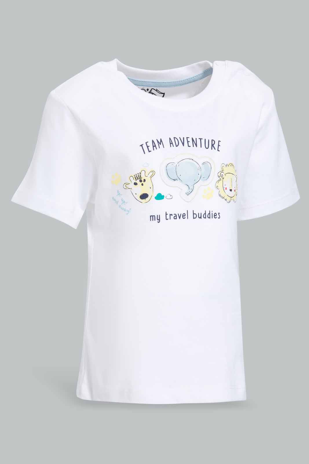 Redtag-White-Patch-Short-Slv-Safari-Tshirt-Category:T-Shirts,-Colour:White,-Deals:New-In,-Filter:Infant-Boys-(3-to-24-Mths),-INB-T-Shirts,-New-In-INB-APL,-Non-Sale,-Section:Boys-(0-to-14Yrs),-W22O-Infant-Boys-3 to 24 Months