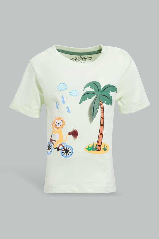 Redtag-Cement-Green-Safari-T-Shirt-Category:T-Shirts,-Colour:Grey,-Deals:New-In,-Filter:Infant-Boys-(3-to-24-Mths),-INB-T-Shirts,-New-In-INB-APL,-Non-Sale,-Section:Boys-(0-to-14Yrs),-W22O-Infant-Boys-3 to 24 Months