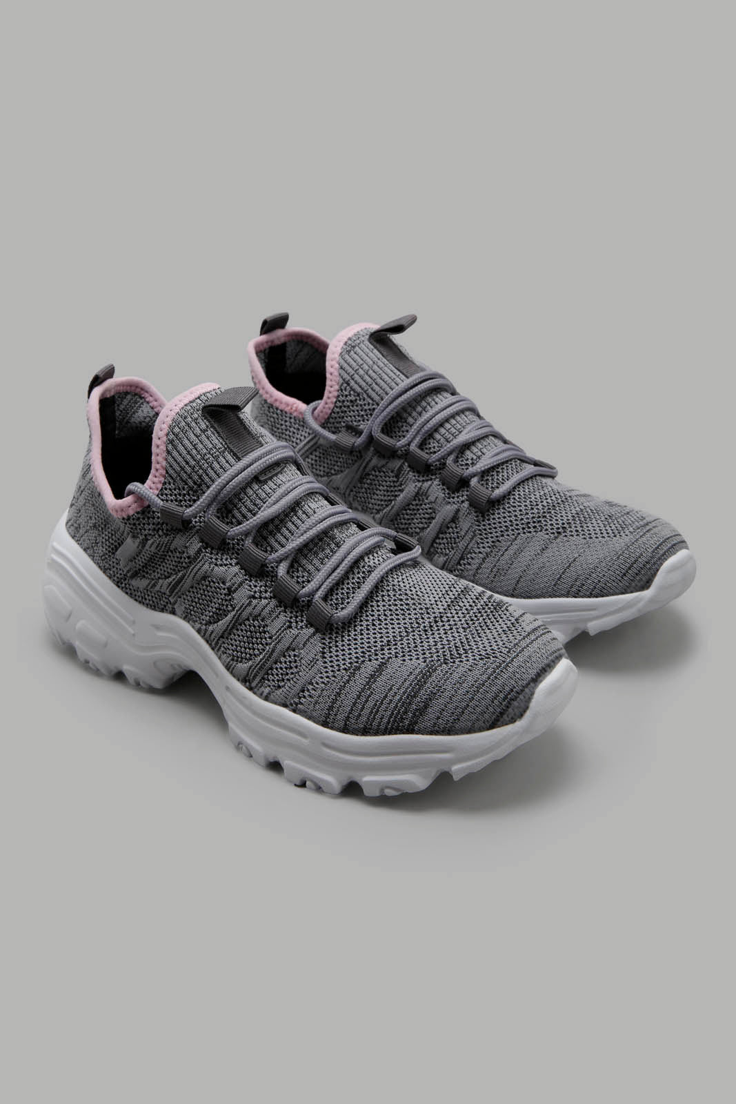 Redtag-Grey-Melange-Lace-Up-Sneaker-Category:Trainers,-Colour:Grey,-Deals:New-In,-Filter:Women's-Footwear,-New-In-Women-FOO,-Non-Sale,-Section:Women,-W22A,-Women-Trainers-Women's-