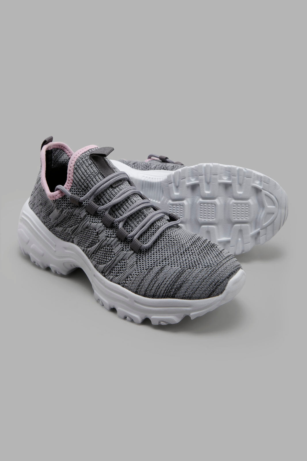 Redtag-Grey-Melange-Lace-Up-Sneaker-Category:Trainers,-Colour:Grey,-Deals:New-In,-Filter:Women's-Footwear,-New-In-Women-FOO,-Non-Sale,-Section:Women,-W22A,-Women-Trainers-Women's-