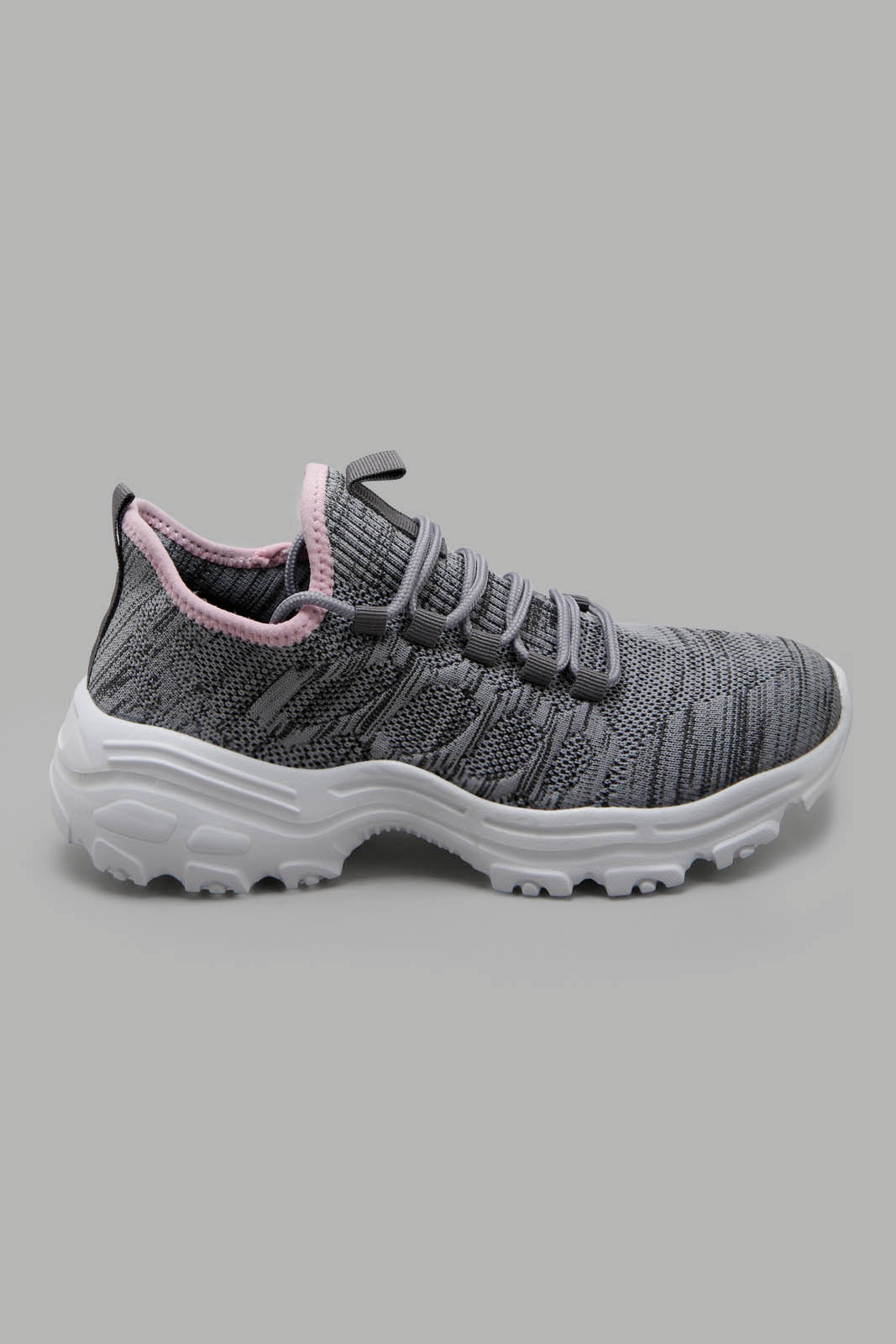 Redtag-Grey-Melange-Lace-Up-Sneaker-Category:Trainers,-Colour:Grey,-Deals:New-In,-Filter:Women's-Footwear,-New-In-Women-FOO,-Non-Sale,-Section:Women,-W22A,-Women-Trainers-Women's-