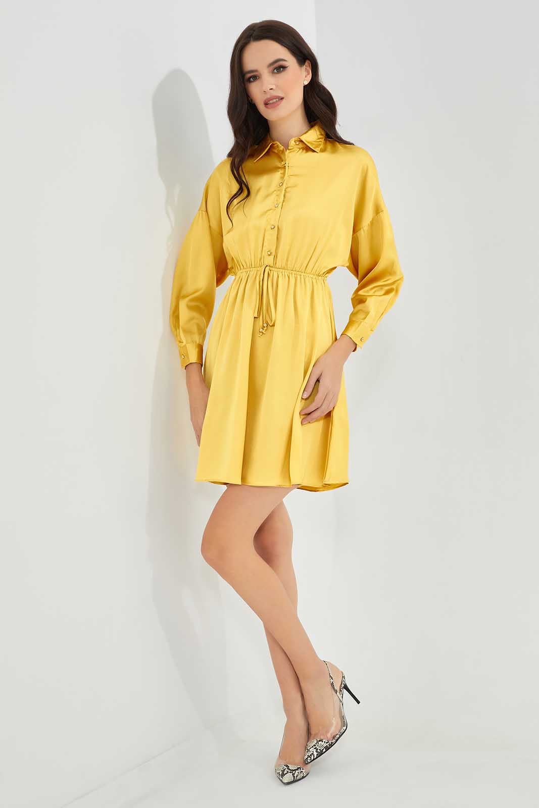 Redtag-Yellow-Satin-Dress-Category:Dresses,-Colour:Yellow,-Deals:New-In,-FF,-Filter:Women's-Clothing,-New-In-Women-APL,-Non-Sale,-Section:Women,-W22O,-Women-Dresses-Women's-