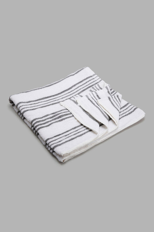 Redtag-Grey-Stripe-Bath-Towel-Category:Towels,-Colour:Grey,-Deals:New-In,-Filter:Home-Bathroom,-HMW-BAC-Towels,-New-In-HMW-BAC,-Non-Sale,-Section:Homewares,-W22A-Home-Bathroom-