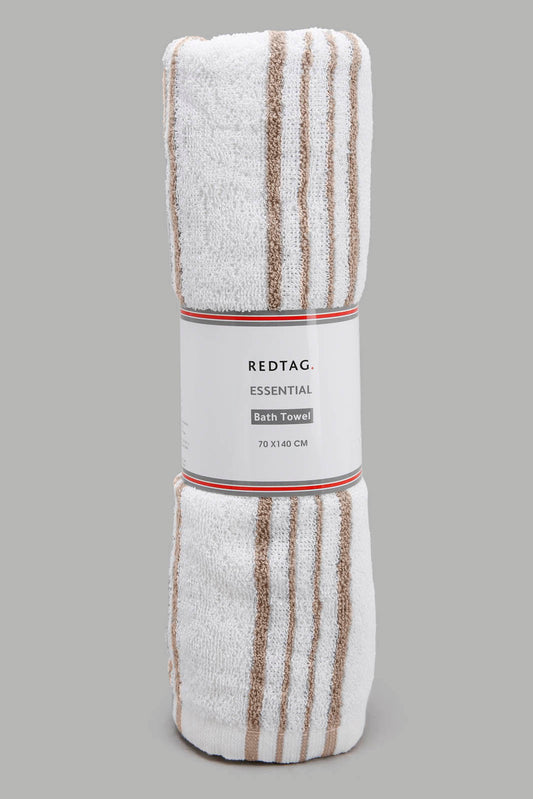 Redtag-Beige-Stripe-Bath-Towel-Category:Towels,-Colour:Beige,-Deals:New-In,-Filter:Home-Bathroom,-HMW-BAC-Towels,-New-In-HMW-BAC,-Non-Sale,-Section:Homewares,-W22A-Home-Bathroom-