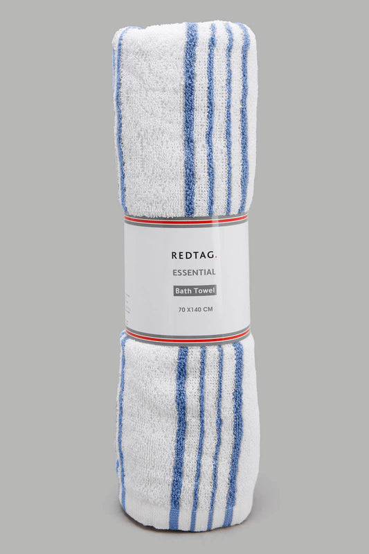 Redtag-Blue-Stripe-Bath-Towel-Category:Towels,-Colour:Blue,-Deals:New-In,-Filter:Home-Bathroom,-HMW-BAC-Towels,-New-In-HMW-BAC,-Non-Sale,-Section:Homewares,-W22A-Home-Bathroom-