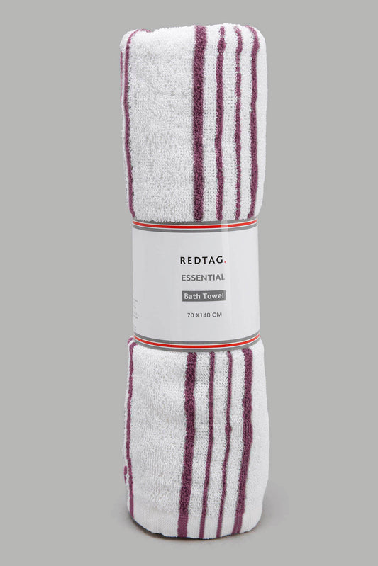 Redtag-Purple-Stripe-Bath-Towel-Category:Towels,-Colour:Purple,-Deals:New-In,-Filter:Home-Bathroom,-HMW-BAC-Towels,-New-In-HMW-BAC,-Non-Sale,-Section:Homewares,-W22A-Home-Bathroom-