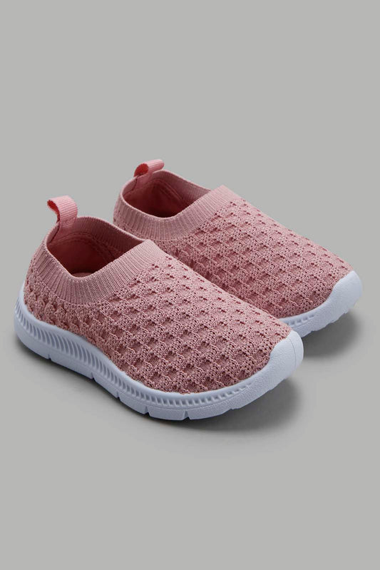 Redtag-Pink-Slip-On-Pump-Category:Trainers,-Colour:Pink,-Deals:New-In,-Filter:Girls-Footwear-(1-to-3-Yrs),-ING-Trainers,-New-In-ING-FOO,-Non-Sale,-Section:Girls-(0-to-14Yrs),-W22B-Infant-Girls-1 to 3 Years