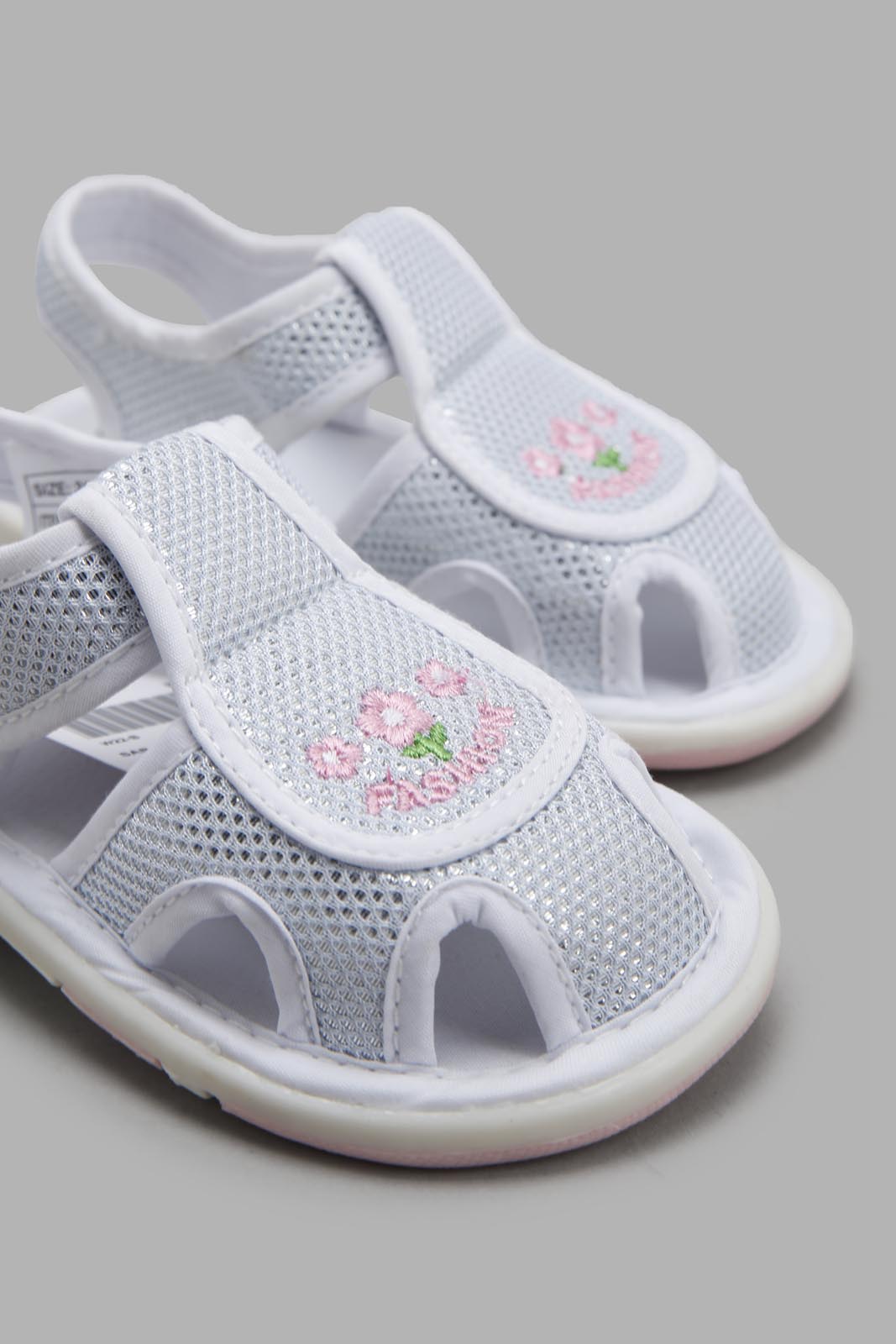 Redtag-White-Floral-Embroidered-Pump-Category:Trainers,-Colour:White,-Deals:New-In,-Filter:Girls-Footwear-(1-to-3-Yrs),-ING-Trainers,-New-In-ING-FOO,-Non-Sale,-Section:Girls-(0-to-14Yrs),-W22B-Infant-Girls-1 to 3 Years