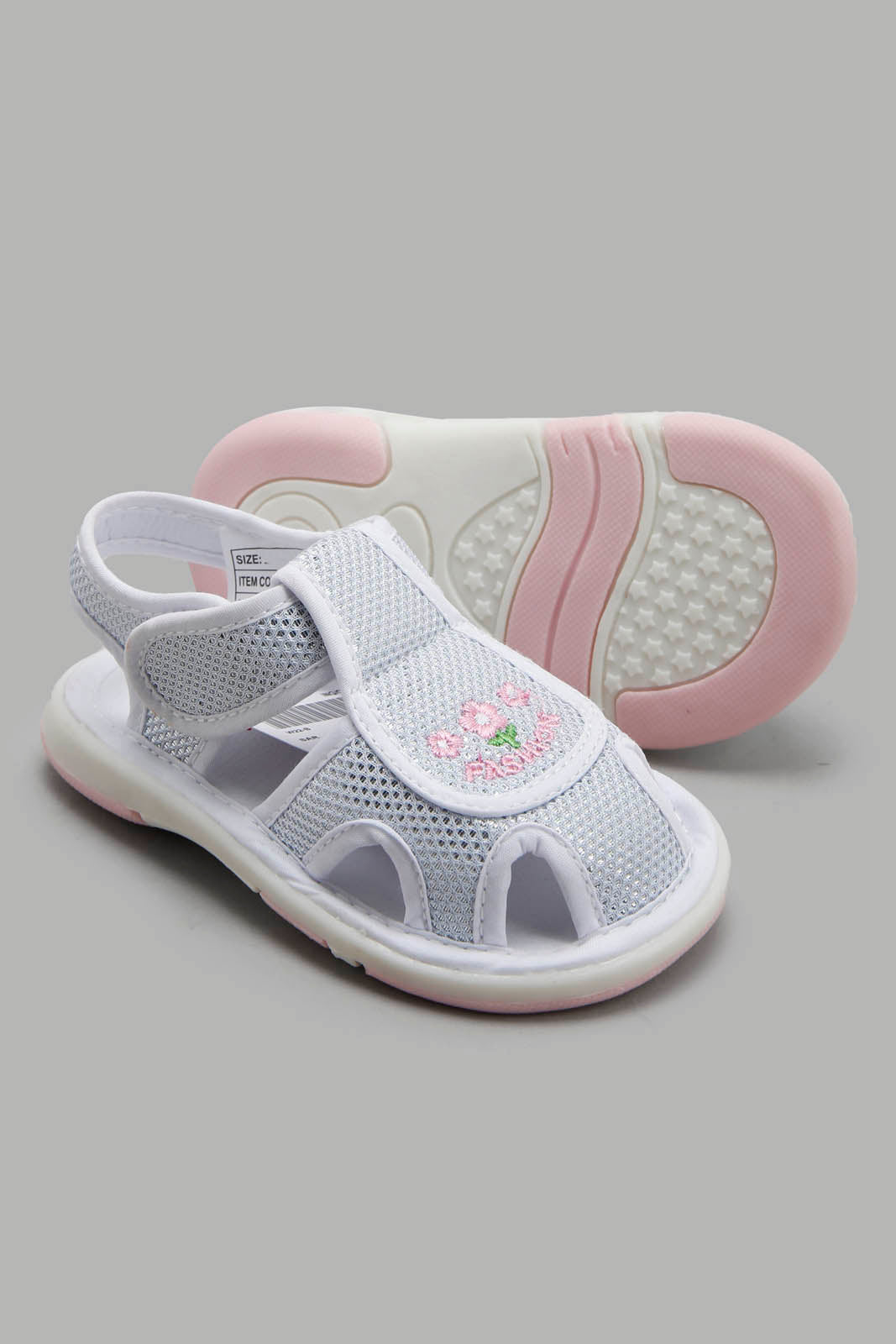 Redtag-White-Floral-Embroidered-Pump-Category:Trainers,-Colour:White,-Deals:New-In,-Filter:Girls-Footwear-(1-to-3-Yrs),-ING-Trainers,-New-In-ING-FOO,-Non-Sale,-Section:Girls-(0-to-14Yrs),-W22B-Infant-Girls-1 to 3 Years