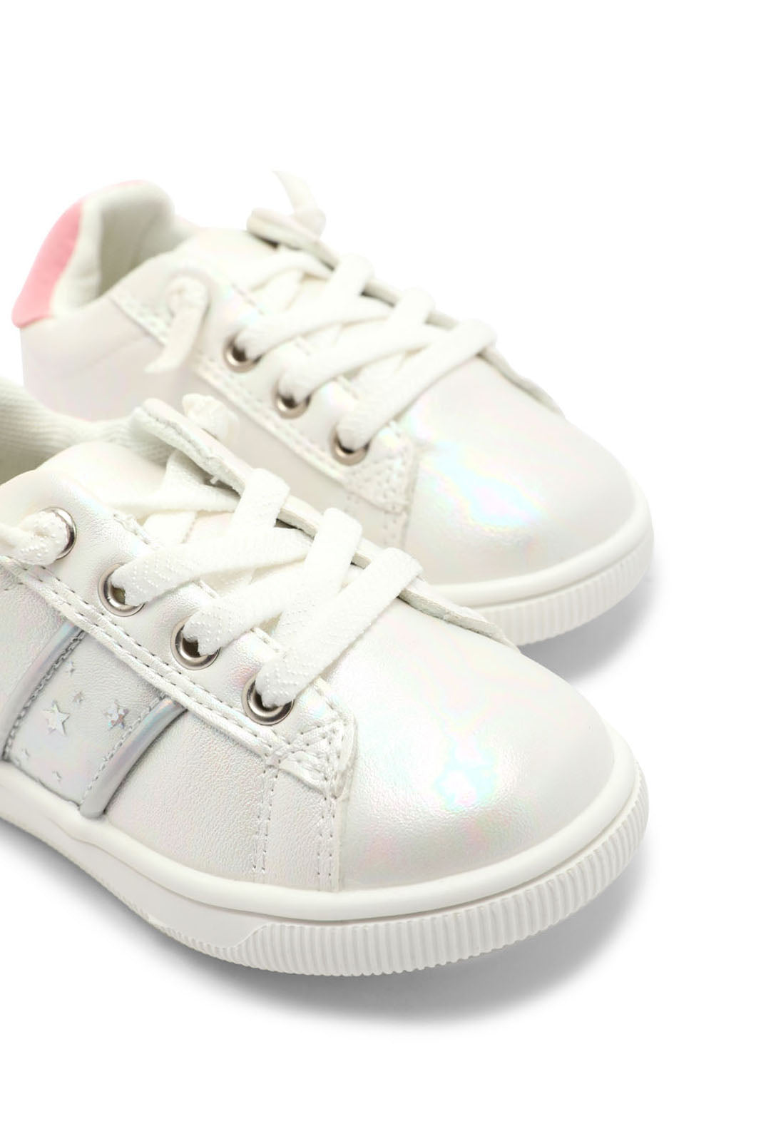 Redtag-White-Lace-Up-Sneaker-Category:Shoes,-Colour:White,-Deals:New-In,-Dept:Girls,-Filter:Girls-Footwear-(1-to-3-Yrs),-ING-Shoes,-New-In-ING-FOO,-Non-Sale,-Section:Girls-(0-to-14Yrs),-W22B-Infant-Girls-1 to 3 Years