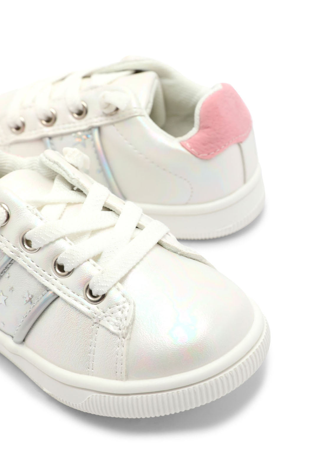 Redtag-White-Lace-Up-Sneaker-Category:Shoes,-Colour:White,-Deals:New-In,-Dept:Girls,-Filter:Girls-Footwear-(1-to-3-Yrs),-ING-Shoes,-New-In-ING-FOO,-Non-Sale,-Section:Girls-(0-to-14Yrs),-W22B-Infant-Girls-1 to 3 Years