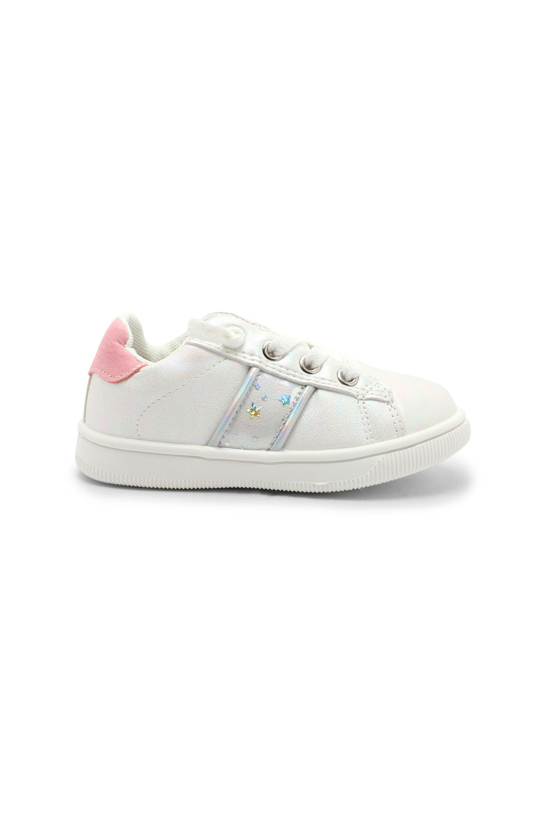 Redtag-White-Lace-Up-Sneaker-Category:Shoes,-Colour:White,-Deals:New-In,-Dept:Girls,-Filter:Girls-Footwear-(1-to-3-Yrs),-ING-Shoes,-New-In-ING-FOO,-Non-Sale,-Section:Girls-(0-to-14Yrs),-W22B-Infant-Girls-1 to 3 Years