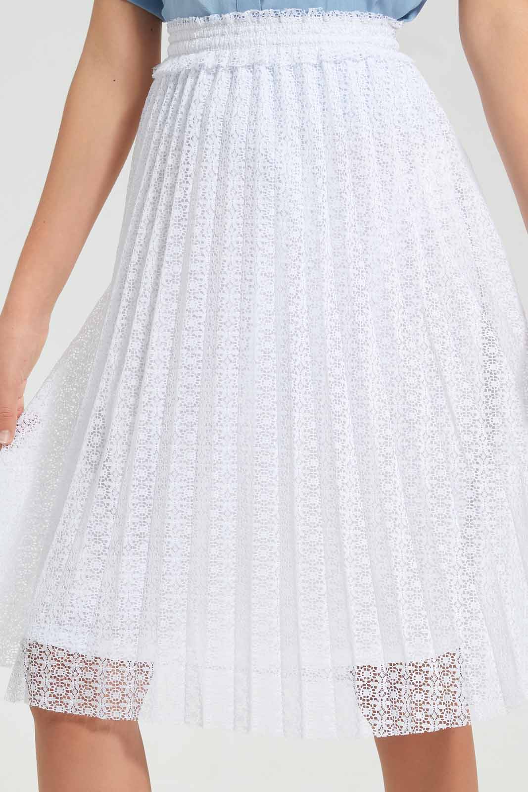Redtag-White-Pleated-Lace-Category:Skirts,-Colour:White,-Deals:New-In,-Filter:Senior-Girls-(9-to-14-Yrs),-GSR-Skirts,-New-In-GSR-APL,-Non-Sale,-Section:Girls-(0-to-14Yrs),-W22O-Senior-Girls-9 to 14 Years