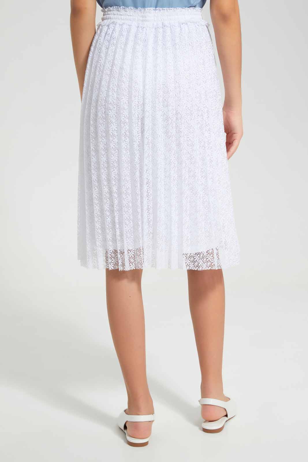 Redtag-White-Pleated-Lace-Category:Skirts,-Colour:White,-Deals:New-In,-Filter:Senior-Girls-(9-to-14-Yrs),-GSR-Skirts,-New-In-GSR-APL,-Non-Sale,-Section:Girls-(0-to-14Yrs),-W22O-Senior-Girls-9 to 14 Years