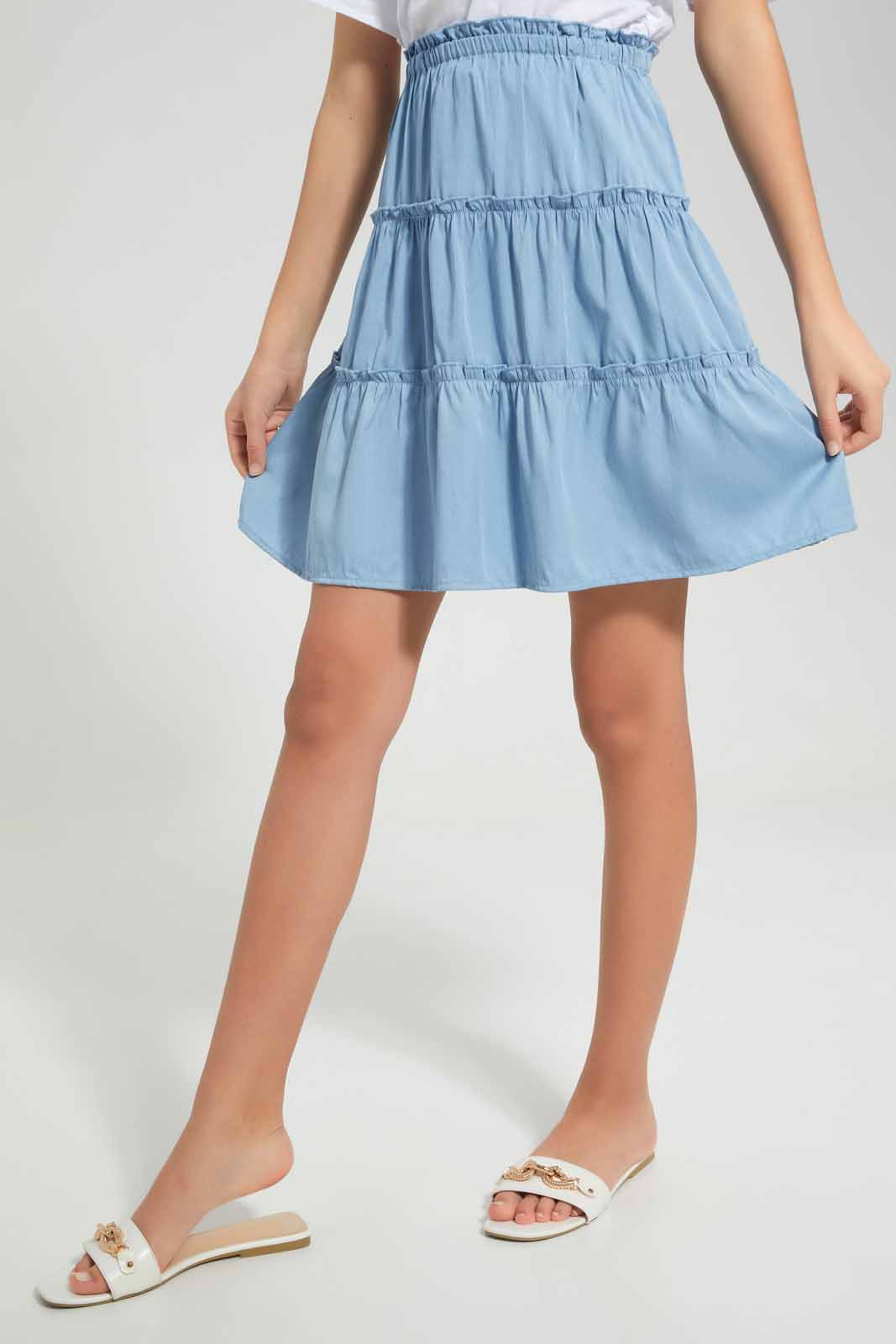 Redtag-Light-Wash-Denim-Skirts-Category:Skirts,-Colour:Blue,-Deals:New-In,-Filter:Senior-Girls-(9-to-14-Yrs),-GSR-Skirts,-New-In-GSR-APL,-Non-Sale,-Section:Girls-(0-to-14Yrs),-W22O-Senior-Girls-9 to 14 Years