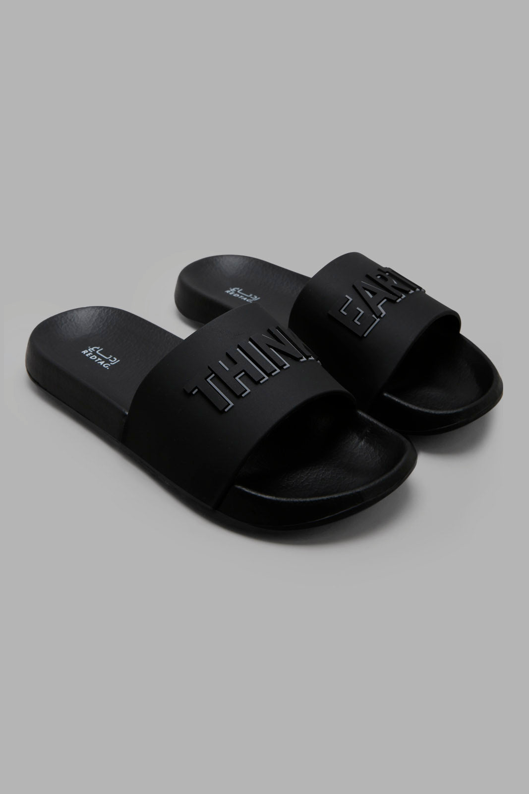 Redtag-Black-Slogan-Strap-Slide-Category:Flip-Flops,-Colour:Black,-Deals:New-In,-Filter:Men's-Footwear,-Men-Flip-Flops,-New-In-Men-FOO,-Non-Sale,-Section:Men,-W22A-Men's-
