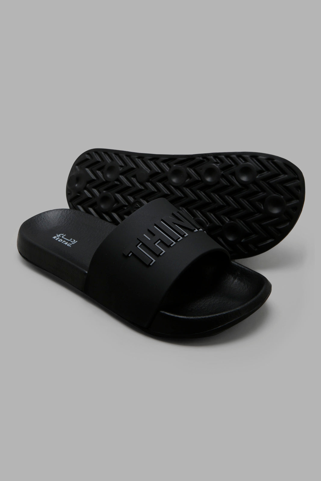 Redtag-Black-Slogan-Strap-Slide-Category:Flip-Flops,-Colour:Black,-Deals:New-In,-Filter:Men's-Footwear,-Men-Flip-Flops,-New-In-Men-FOO,-Non-Sale,-Section:Men,-W22A-Men's-
