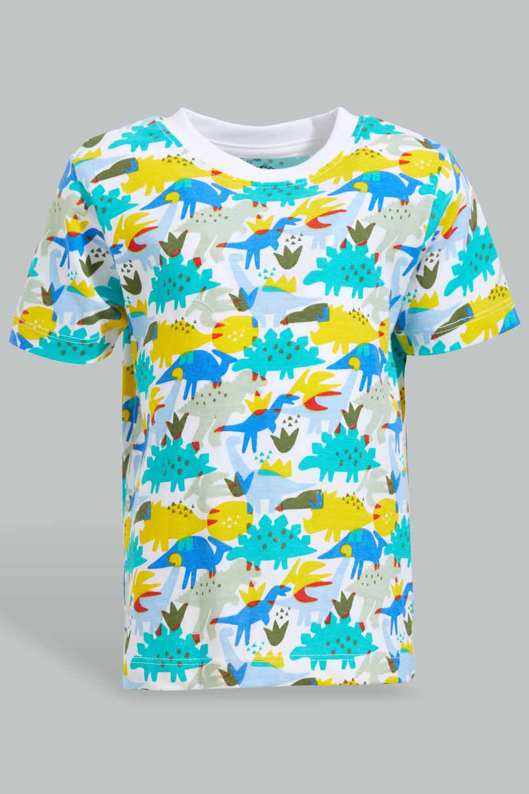 Redtag-Multi-Color-Dino-Allover-Print-Tshirt-With-Jersey-Shorts-Pj-Set-(2-Pack)-Category:Pyjama-Sets,-Colour:Assorted,-Deals:New-In,-Filter:Infant-Boys-(3-to-24-Mths),-INB-Pyjama-Sets,-New-In-INB-APL,-Non-Sale,-Section:Boys-(0-to-14Yrs),-VLM,-W22O-Infant-Boys-3 to 24 Months