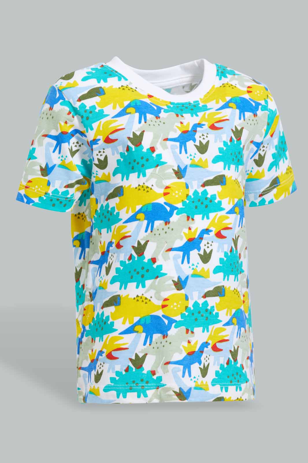 Redtag-Multi-Color-Dino-Allover-Print-Tshirt-With-Jersey-Shorts-Pj-Set-(2-Pack)-Category:Pyjama-Sets,-Colour:Assorted,-Deals:New-In,-Filter:Infant-Boys-(3-to-24-Mths),-INB-Pyjama-Sets,-New-In-INB-APL,-Non-Sale,-Section:Boys-(0-to-14Yrs),-VLM,-W22O-Infant-Boys-3 to 24 Months