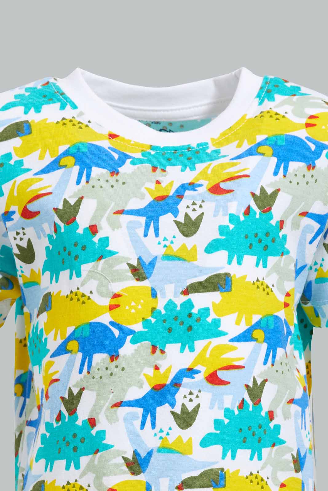 Redtag-Multi-Color-Dino-Allover-Print-Tshirt-With-Jersey-Shorts-Pj-Set-(2-Pack)-Category:Pyjama-Sets,-Colour:Assorted,-Deals:New-In,-Filter:Infant-Boys-(3-to-24-Mths),-INB-Pyjama-Sets,-New-In-INB-APL,-Non-Sale,-Section:Boys-(0-to-14Yrs),-VLM,-W22O-Infant-Boys-3 to 24 Months