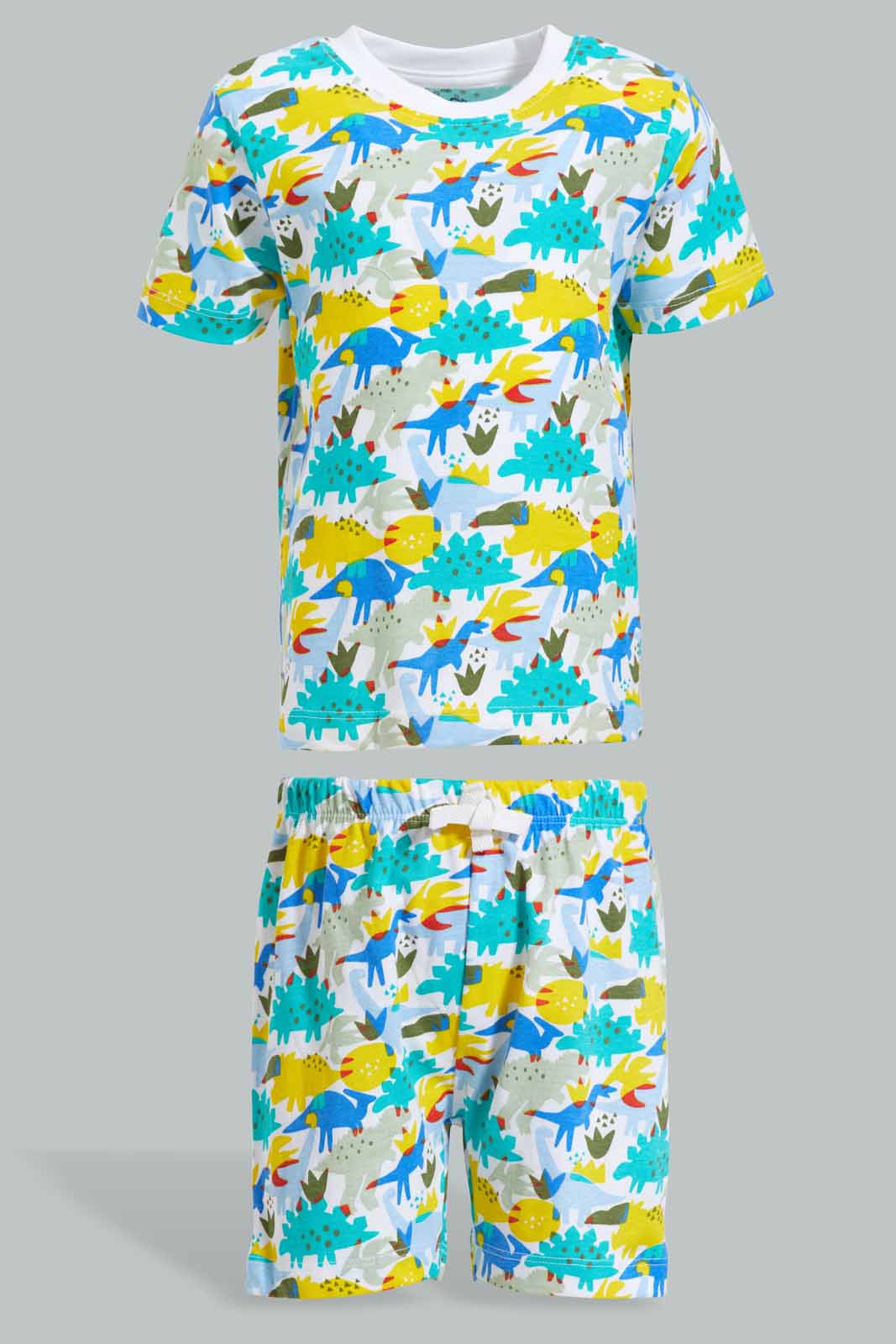 Redtag-Multi-Color-Dino-Allover-Print-Tshirt-With-Jersey-Shorts-Pj-Set-(2-Pack)-Category:Pyjama-Sets,-Colour:Assorted,-Deals:New-In,-Filter:Infant-Boys-(3-to-24-Mths),-INB-Pyjama-Sets,-New-In-INB-APL,-Non-Sale,-Section:Boys-(0-to-14Yrs),-VLM,-W22O-Infant-Boys-3 to 24 Months
