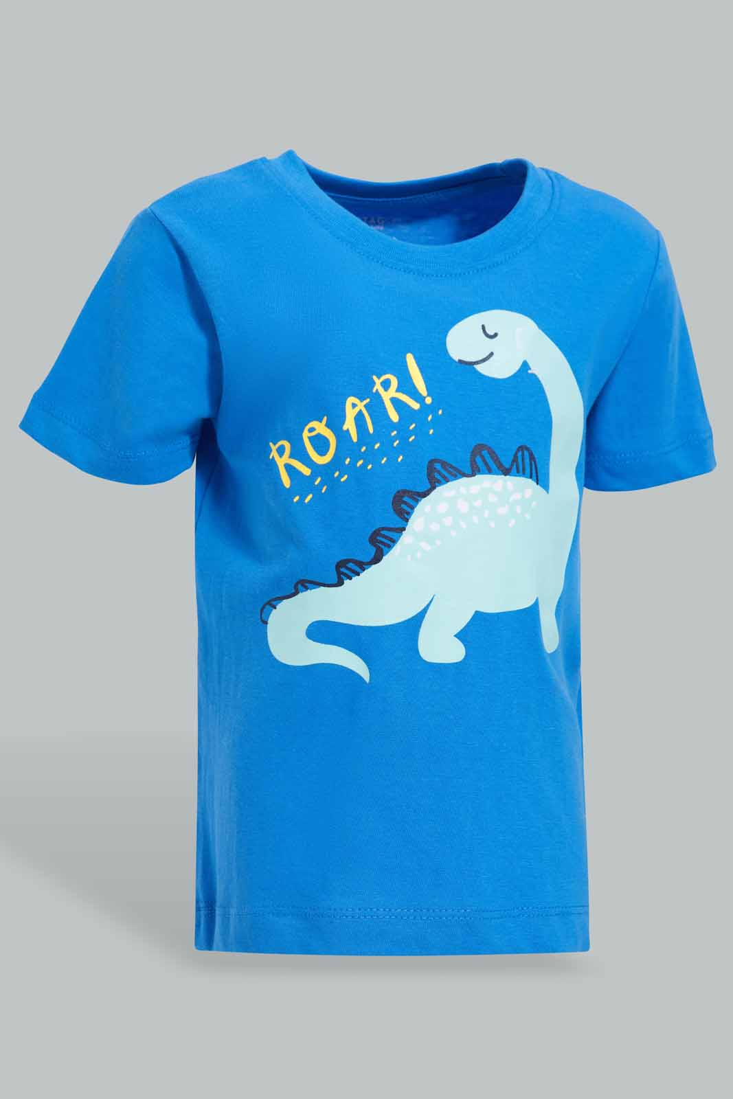 Redtag-Blue-Dino-Tshirt-With-Checkered-Jersey-Shorts-Pj-Set-(2-Pack)-Category:Pyjama-Sets,-Colour:Blue,-Deals:New-In,-Filter:Infant-Boys-(3-to-24-Mths),-INB-Pyjama-Sets,-New-In-INB-APL,-Non-Sale,-Section:Boys-(0-to-14Yrs),-VLM,-W22O-Infant-Boys-3 to 24 Months