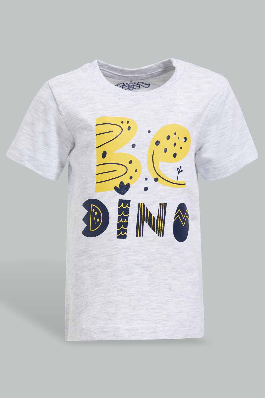 Redtag-Grey-Dino-Tshirt-With-Navy-Striped-Jersey-Shorts-Pj-Set-(2-Pack)-Category:Pyjama-Sets,-Colour:Grey,-Deals:New-In,-Filter:Infant-Boys-(3-to-24-Mths),-INB-Pyjama-Sets,-New-In-INB-APL,-Non-Sale,-Section:Boys-(0-to-14Yrs),-VLM,-W22O-Infant-Boys-3 to 24 Months