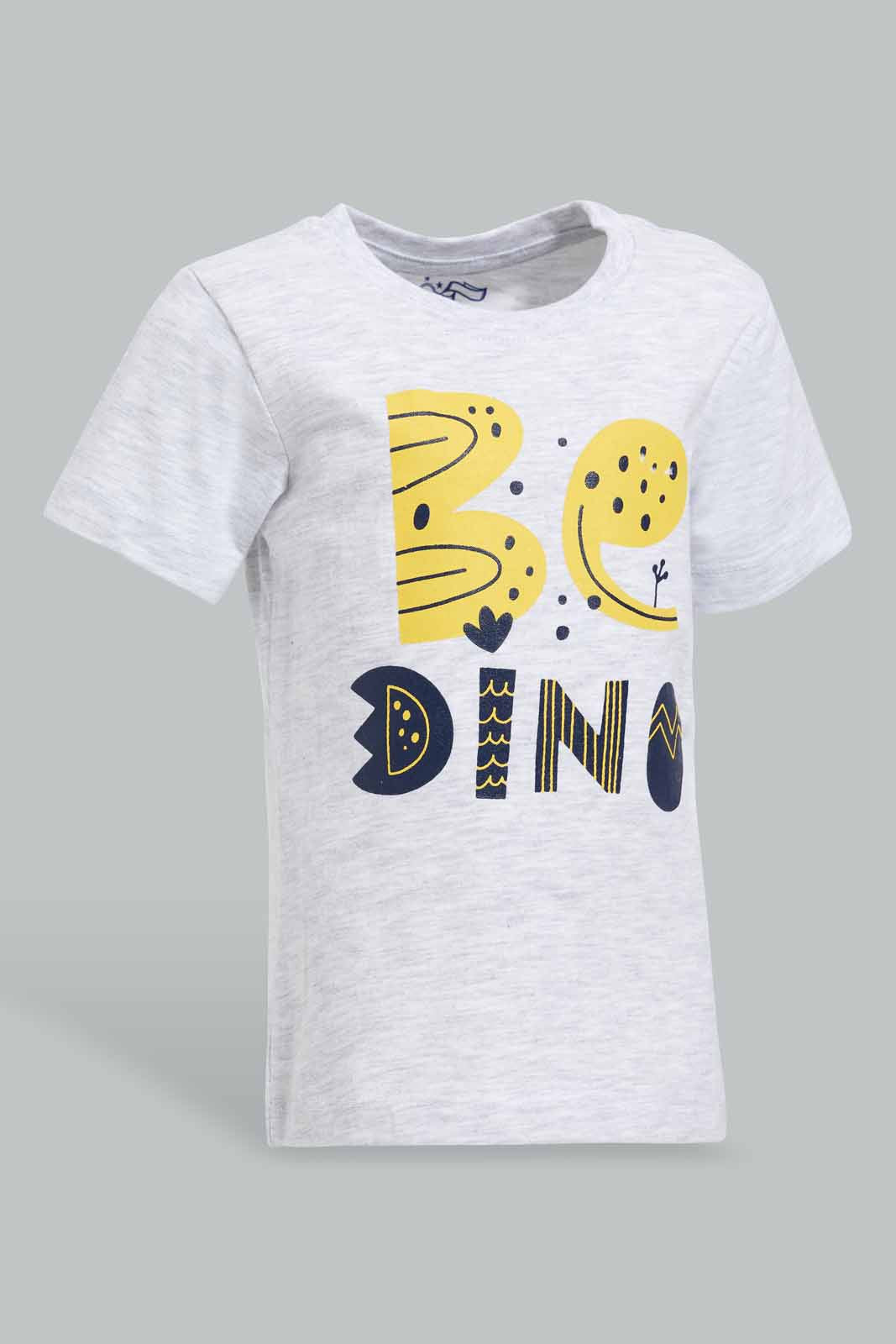 Redtag-Grey-Dino-Tshirt-With-Navy-Striped-Jersey-Shorts-Pj-Set-(2-Pack)-Category:Pyjama-Sets,-Colour:Grey,-Deals:New-In,-Filter:Infant-Boys-(3-to-24-Mths),-INB-Pyjama-Sets,-New-In-INB-APL,-Non-Sale,-Section:Boys-(0-to-14Yrs),-VLM,-W22O-Infant-Boys-3 to 24 Months