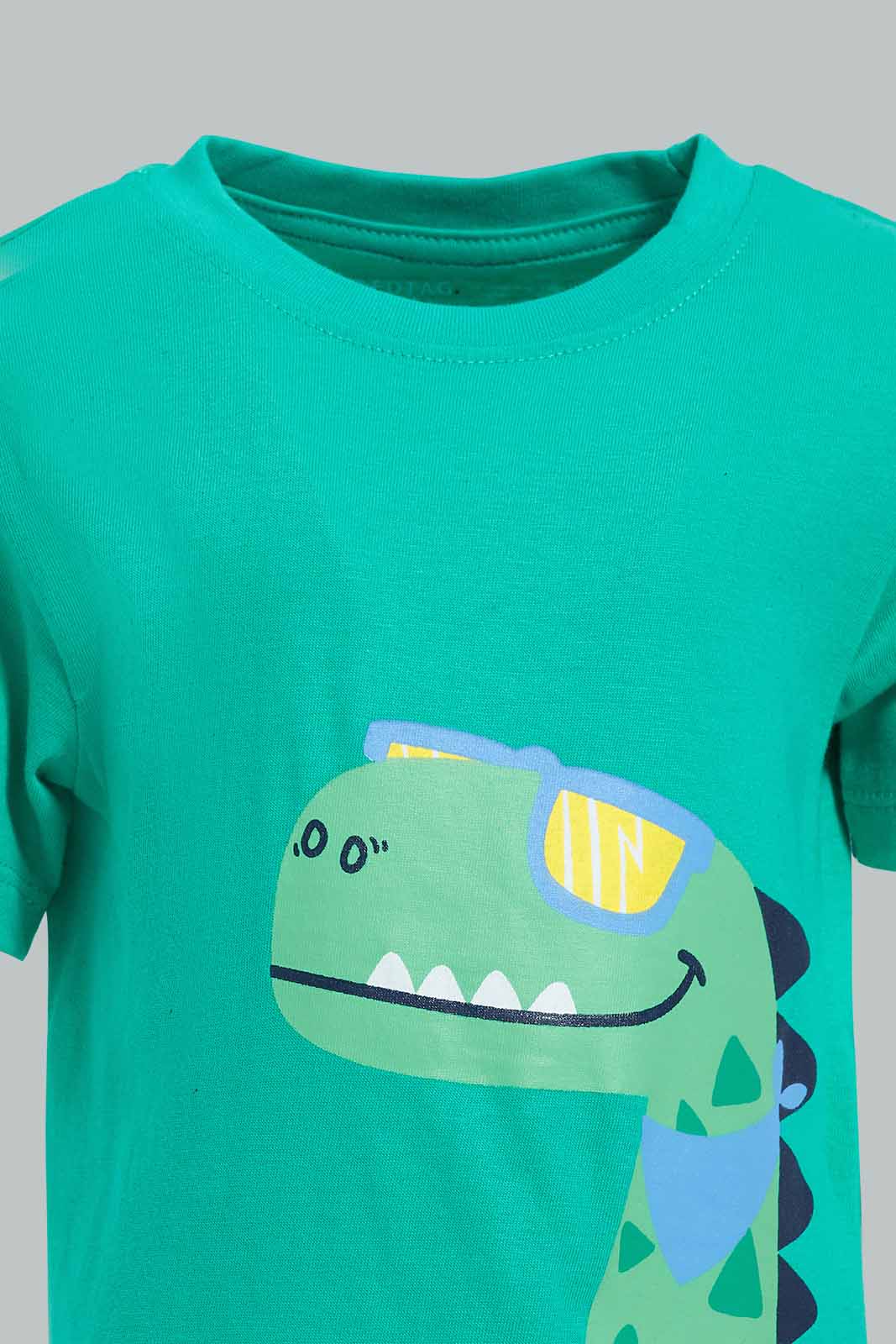 Redtag-Green-Dino-Tshirt-With-Navy-Allover-Printed-Jersey-Shorts-Pj-Set-(2-Pack)-Category:Pyjama-Sets,-Colour:Green,-Deals:New-In,-Filter:Infant-Boys-(3-to-24-Mths),-INB-Pyjama-Sets,-New-In-INB-APL,-Non-Sale,-Section:Boys-(0-to-14Yrs),-VLM,-W22O-Infant-Boys-3 to 24 Months