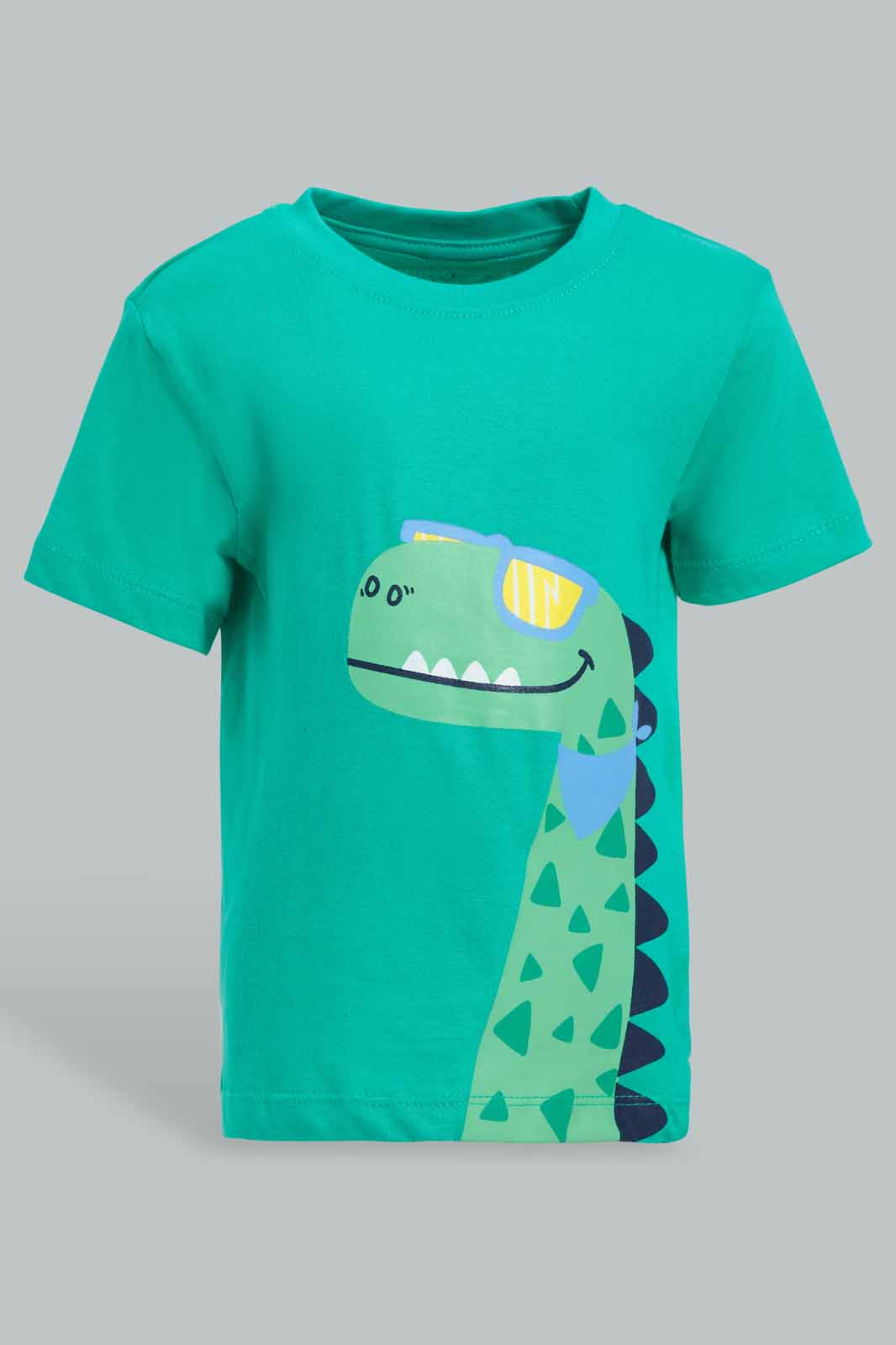 Redtag-Green-Dino-Tshirt-With-Navy-Allover-Printed-Jersey-Shorts-Pj-Set-(2-Pack)-Category:Pyjama-Sets,-Colour:Green,-Deals:New-In,-Filter:Infant-Boys-(3-to-24-Mths),-INB-Pyjama-Sets,-New-In-INB-APL,-Non-Sale,-Section:Boys-(0-to-14Yrs),-VLM,-W22O-Infant-Boys-3 to 24 Months
