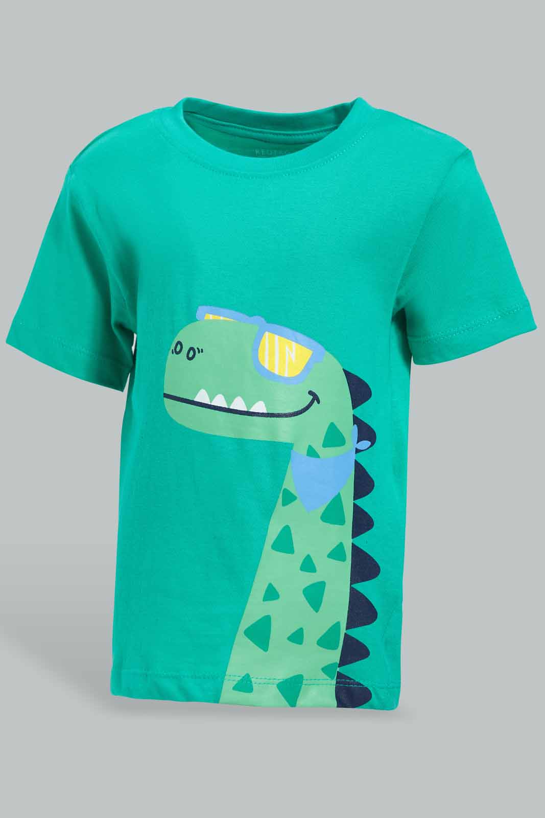 Redtag-Green-Dino-Tshirt-With-Navy-Allover-Printed-Jersey-Shorts-Pj-Set-(2-Pack)-Category:Pyjama-Sets,-Colour:Green,-Deals:New-In,-Filter:Infant-Boys-(3-to-24-Mths),-INB-Pyjama-Sets,-New-In-INB-APL,-Non-Sale,-Section:Boys-(0-to-14Yrs),-VLM,-W22O-Infant-Boys-3 to 24 Months