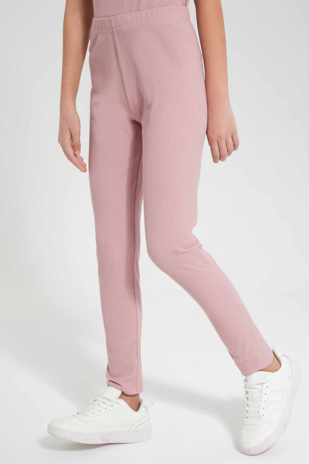 Redtag-Pink-Rib-Legging-Category:Leggings,-Colour:Apricot,-Deals:New-In,-Filter:Senior-Girls-(9-to-14-Yrs),-GSR-Leggings,-New-In-GSR-APL,-Non-Sale,-Section:Girls-(0-to-14Yrs),-TBL,-W22O-Senior-Girls-9 to 14 Years