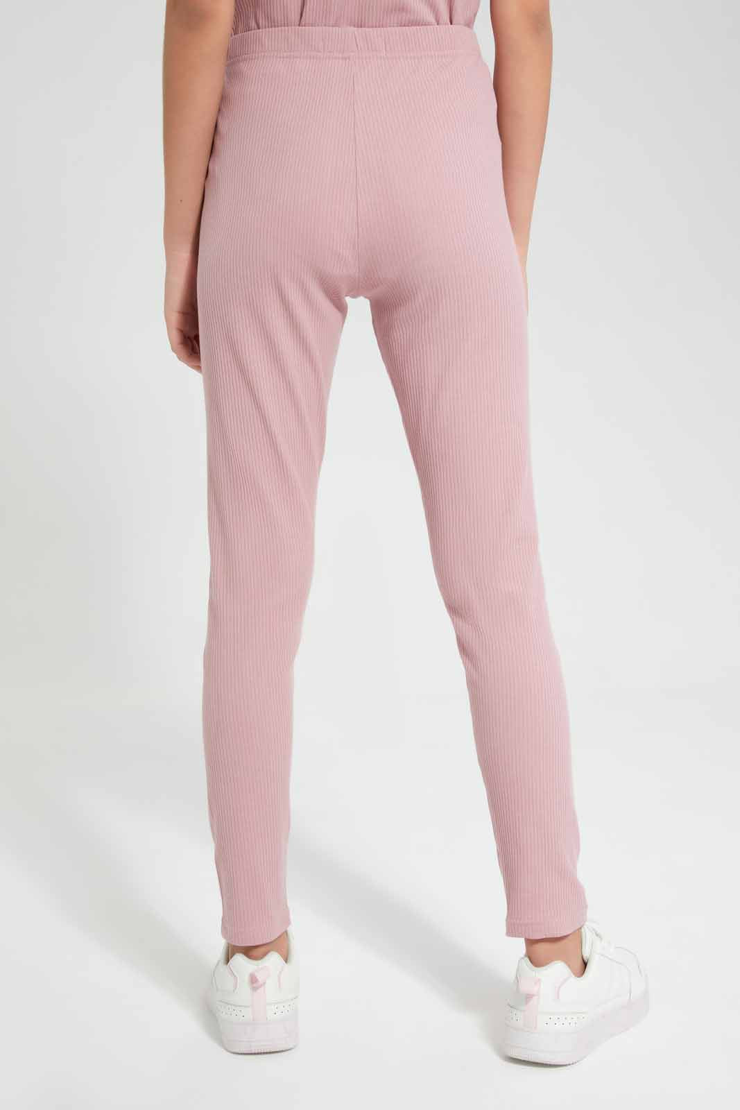 Redtag-Pink-Rib-Legging-Category:Leggings,-Colour:Apricot,-Deals:New-In,-Filter:Senior-Girls-(9-to-14-Yrs),-GSR-Leggings,-New-In-GSR-APL,-Non-Sale,-Section:Girls-(0-to-14Yrs),-TBL,-W22O-Senior-Girls-9 to 14 Years