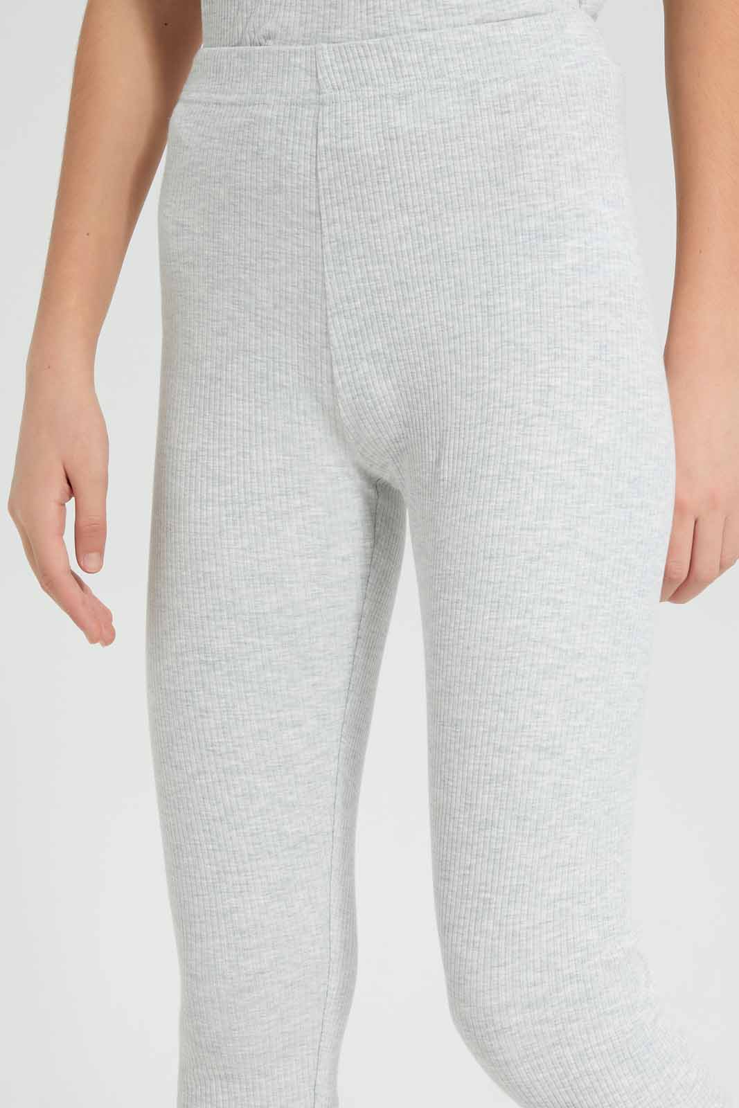 Redtag-Grey-Melange-Rib-Legging-Category:Leggings,-Colour:Grey,-Deals:New-In,-Filter:Senior-Girls-(9-to-14-Yrs),-GSR-Leggings,-New-In-GSR-APL,-Non-Sale,-Section:Girls-(0-to-14Yrs),-TBL,-W22O-Senior-Girls-9 to 14 Years
