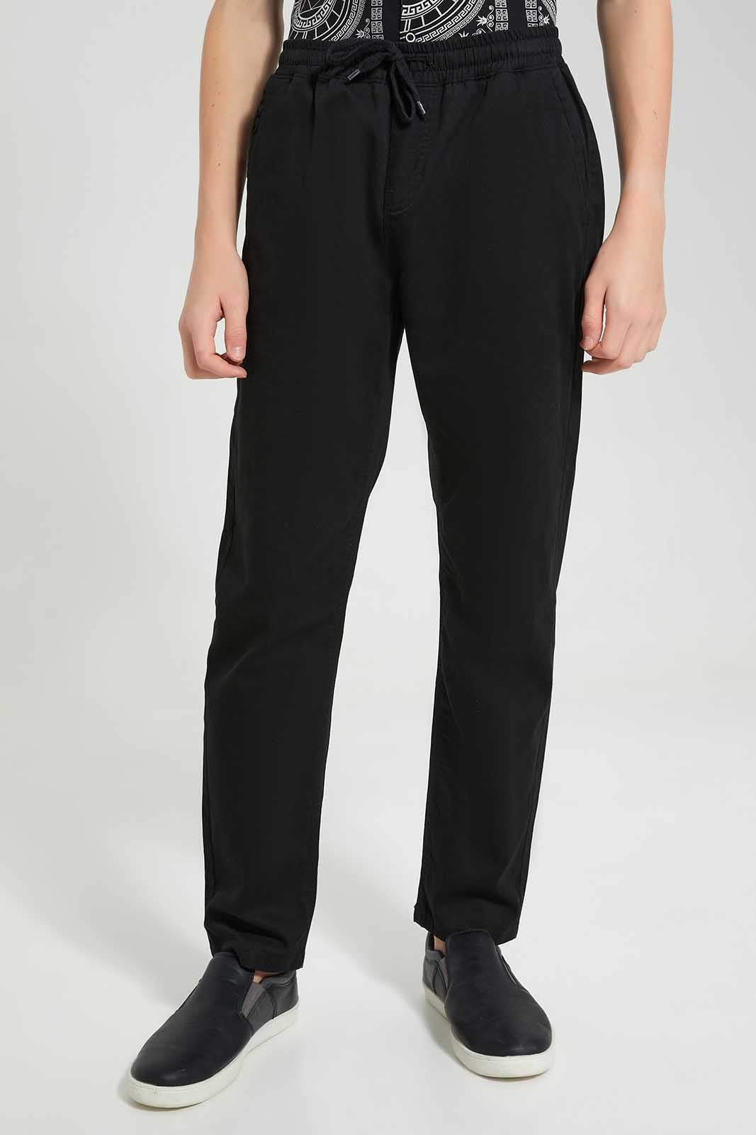 Redtag-Black-Pullon-Casual-Trouser-BSR-Trousers,-Category:Trousers,-Colour:Black,-Deals:New-In,-Filter:Senior-Boys-(8-to-14-Yrs),-New-In-BSR-APL,-Non-Sale,-Section:Boys-(0-to-14Yrs),-TBL,-W22O-Senior-Boys-9 to 14 Years