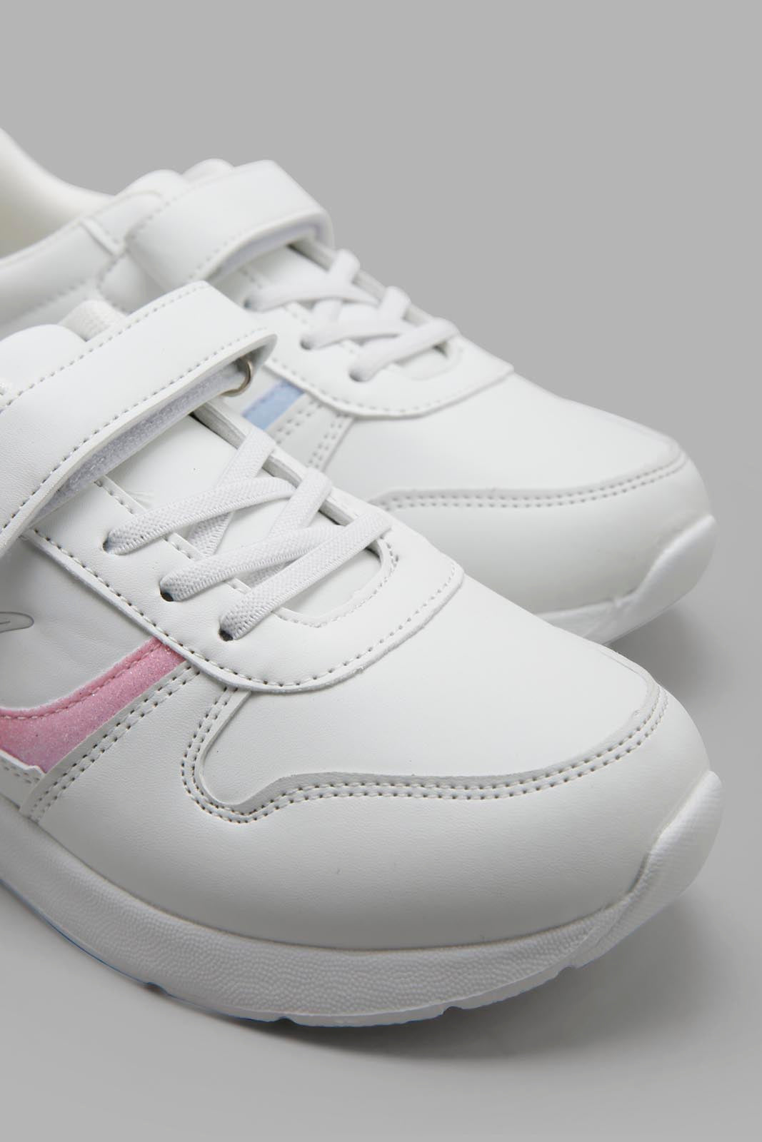 Redtag-White-Lace-Up-Sneaker-BTS,-Category:Trainers,-Colour:White,-Deals:New-In,-Filter:Girls-Footwear-(5-to-14-Yrs),-GSR-Trainers,-New-In-GSR-FOO,-Non-Sale,-Section:Girls-(0-to-14Yrs),-W22A-Senior-Girls-5 to 14 Years