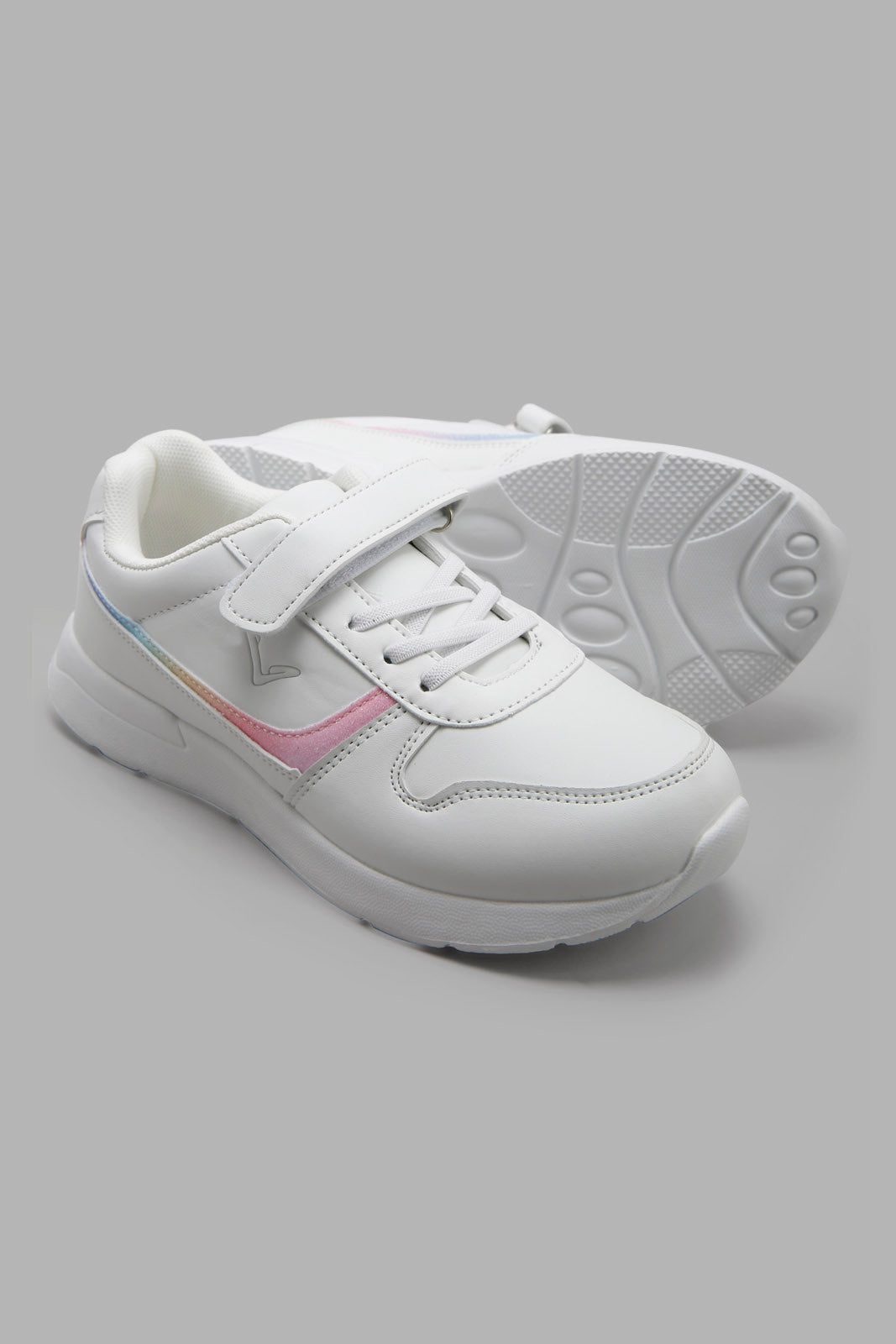 Redtag-White-Lace-Up-Sneaker-BTS,-Category:Trainers,-Colour:White,-Deals:New-In,-Filter:Girls-Footwear-(5-to-14-Yrs),-GSR-Trainers,-New-In-GSR-FOO,-Non-Sale,-Section:Girls-(0-to-14Yrs),-W22A-Senior-Girls-5 to 14 Years