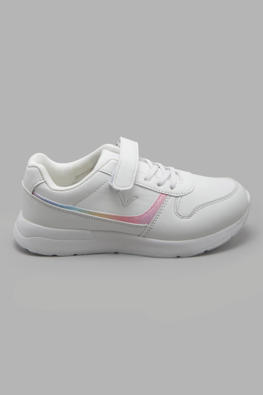 Redtag-White-Lace-Up-Sneaker-BTS,-Category:Trainers,-Colour:White,-Deals:New-In,-Filter:Girls-Footwear-(5-to-14-Yrs),-GSR-Trainers,-New-In-GSR-FOO,-Non-Sale,-Section:Girls-(0-to-14Yrs),-W22A-Senior-Girls-5 to 14 Years