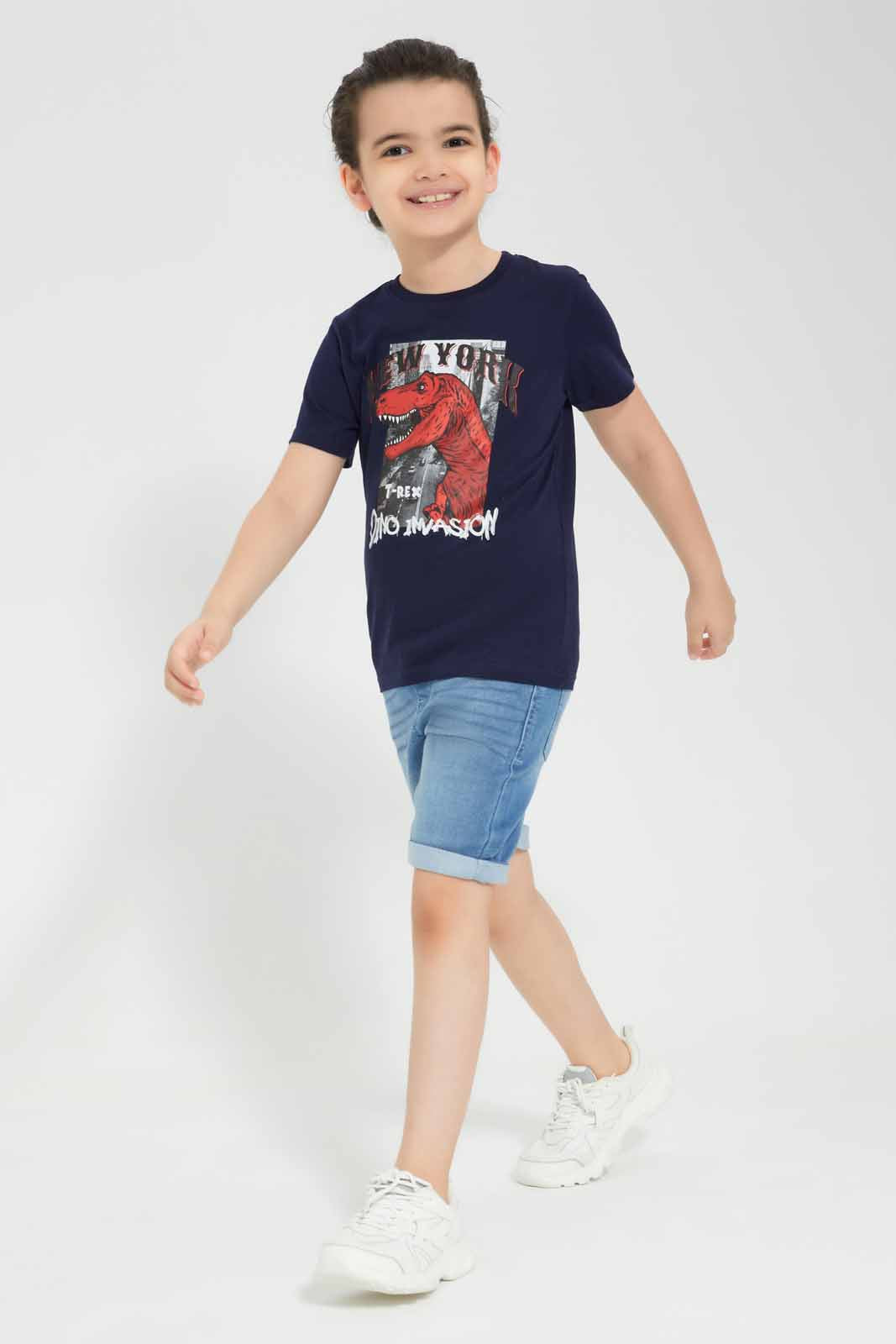Redtag-Red-&-Navy-2-Pack-Printed-T-Shirt-BOY-T-Shirts,-Category:T-Shirts,-Colour:Red,-Deals:New-In,-Filter:Boys-(2-to-8-Yrs),-New-In-BOY-APL,-Non-Sale,-Section:Boys-(0-to-14Yrs),-VLM,-W22O-Boys-2 to 8 Years
