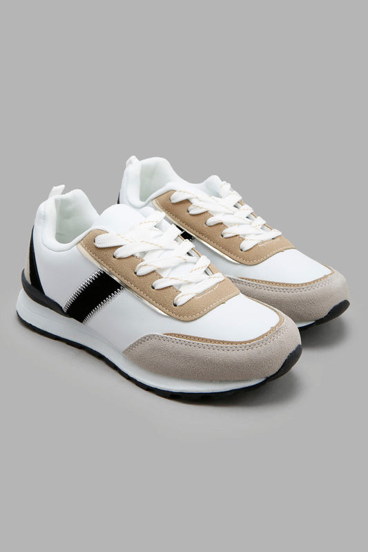 Redtag-White-Lace-Up-Sneaker-Category:Trainers,-Colour:White,-Deals:New-In,-Filter:Girls-Footwear-(5-to-14-Yrs),-GSR-Trainers,-New-In-GSR-FOO,-Non-Sale,-Section:Girls-(0-to-14Yrs),-W22A-Senior-Girls-5 to 14 Years
