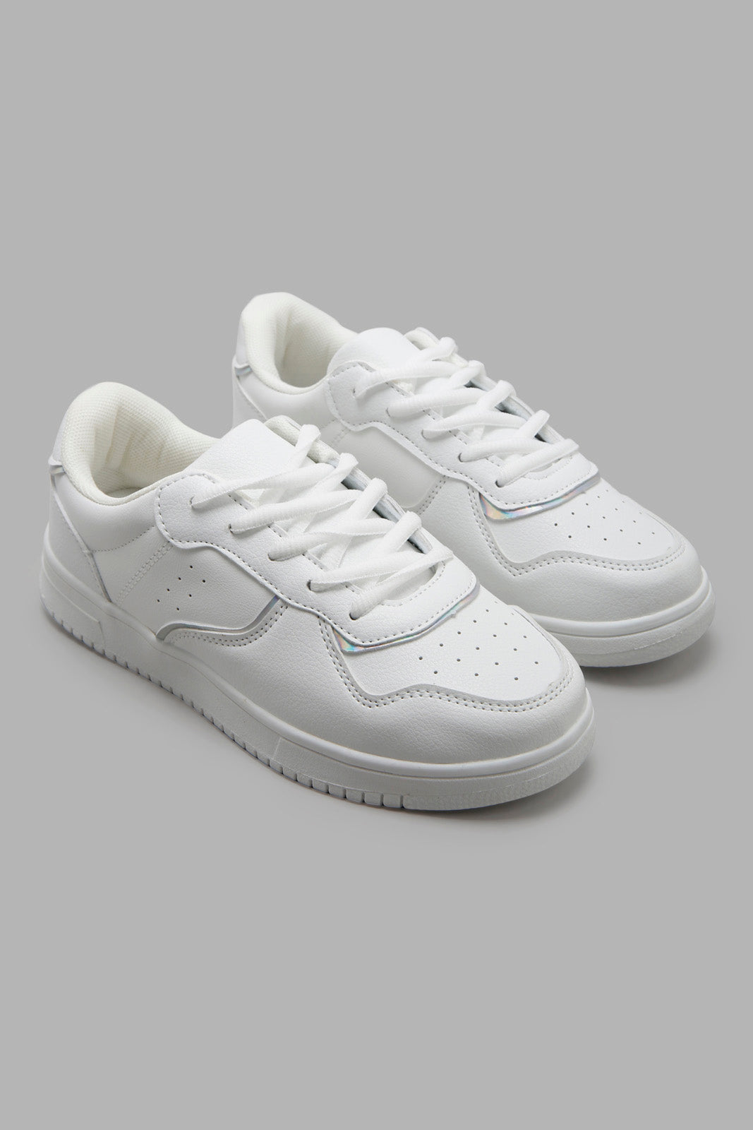 Redtag-White-Lace-Up-Sneaker-BTS,-Category:Trainers,-Colour:White,-Deals:New-In,-Filter:Girls-Footwear-(5-to-14-Yrs),-GSR-Trainers,-New-In-GSR-FOO,-Non-Sale,-Section:Girls-(0-to-14Yrs),-W22A-Senior-Girls-5 to 14 Years