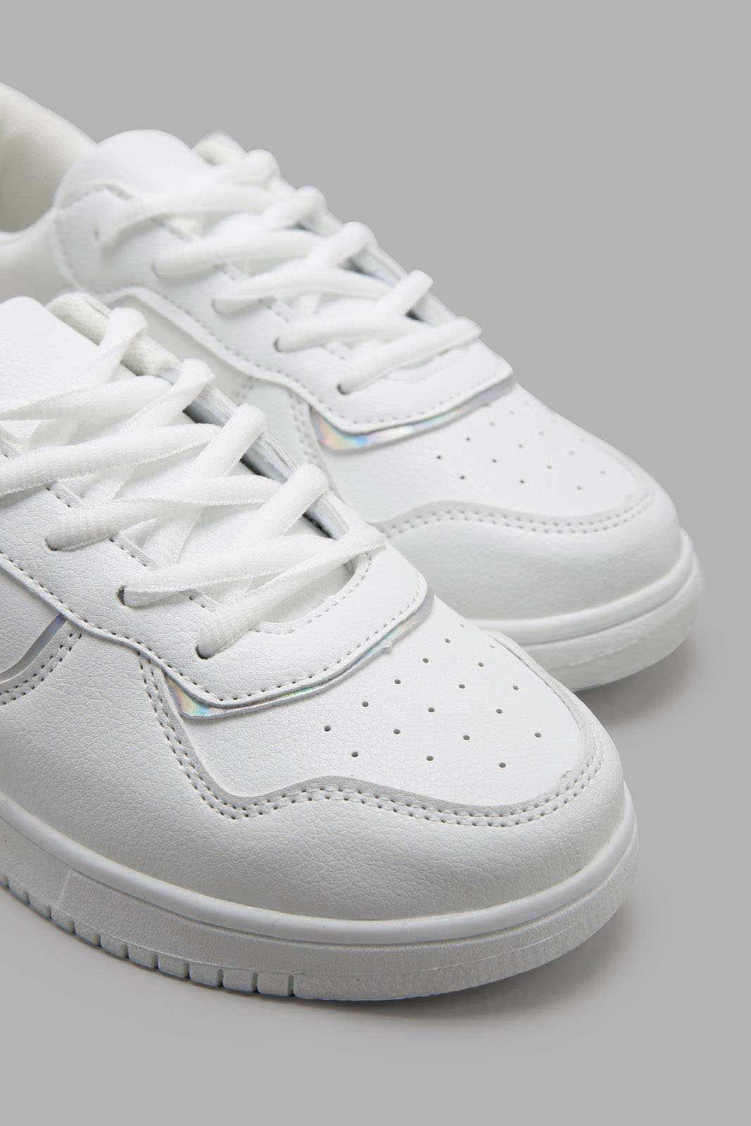 Redtag-White-Lace-Up-Sneaker-BTS,-Category:Trainers,-Colour:White,-Deals:New-In,-Filter:Girls-Footwear-(5-to-14-Yrs),-GSR-Trainers,-New-In-GSR-FOO,-Non-Sale,-Section:Girls-(0-to-14Yrs),-W22A-Senior-Girls-5 to 14 Years