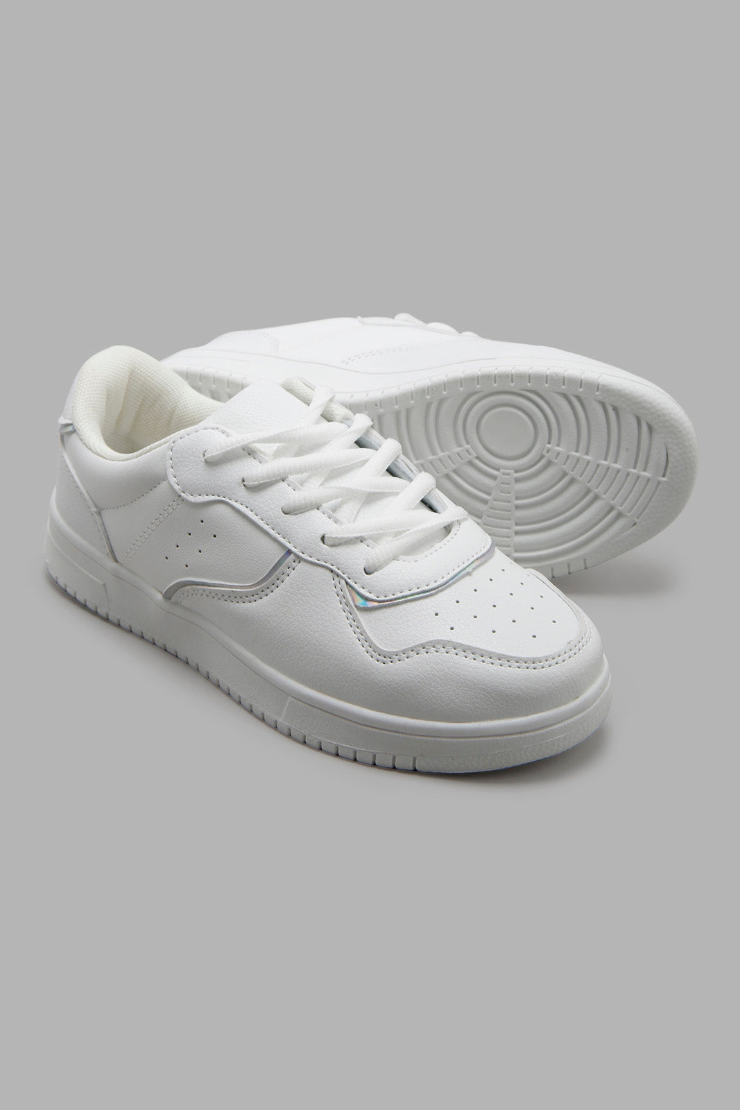 Redtag-White-Lace-Up-Sneaker-BTS,-Category:Trainers,-Colour:White,-Deals:New-In,-Filter:Girls-Footwear-(5-to-14-Yrs),-GSR-Trainers,-New-In-GSR-FOO,-Non-Sale,-Section:Girls-(0-to-14Yrs),-W22A-Senior-Girls-5 to 14 Years