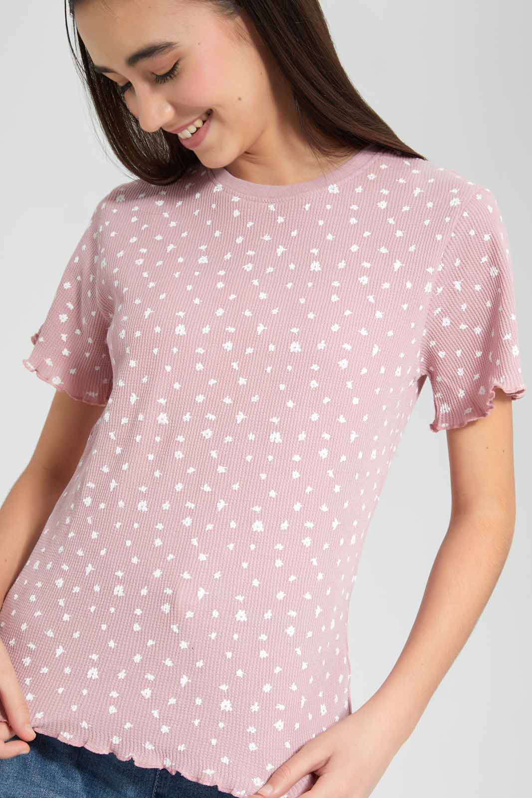 Redtag-Black-Waffle-Embroidered-Top-Category:T-Shirts,-Colour:Black,-Deals:New-In,-Filter:Senior-Girls-(9-to-14-Yrs),-GSR-T-Shirts,-New-In-GSR-APL,-Non-Sale,-Section:Girls-(0-to-14Yrs),-TBL,-W22O-Senior-Girls-9 to 14 Years