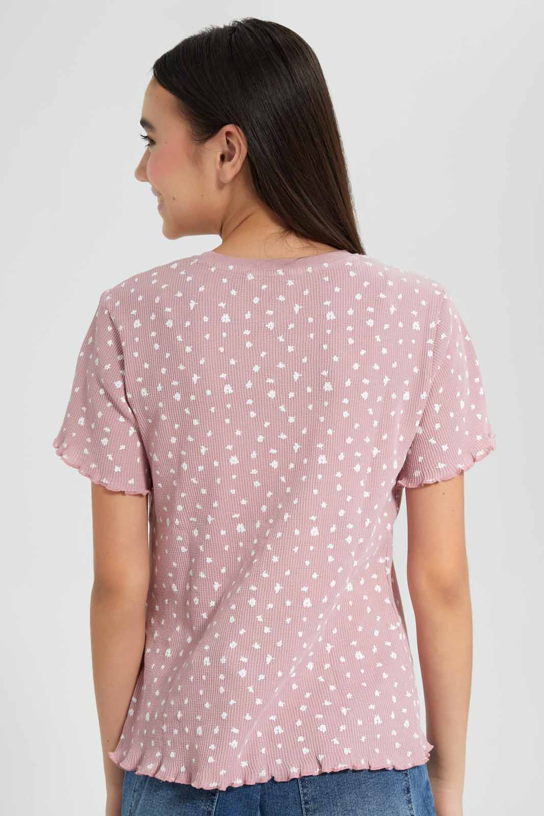 Redtag-Black-Waffle-Embroidered-Top-Category:T-Shirts,-Colour:Black,-Deals:New-In,-Filter:Senior-Girls-(9-to-14-Yrs),-GSR-T-Shirts,-New-In-GSR-APL,-Non-Sale,-Section:Girls-(0-to-14Yrs),-TBL,-W22O-Senior-Girls-9 to 14 Years