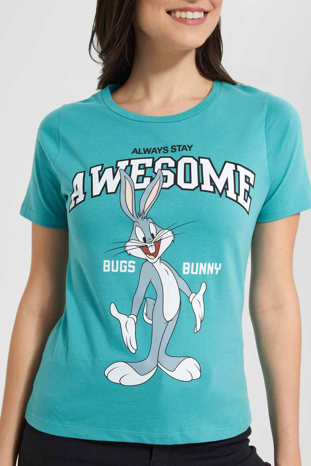Redtag-Mint-Bugs-Bunny-Printed-T-Shirt-Category:T-Shirts,-CHR,-Colour:Mint,-Deals:New-In,-Filter:Women's-Clothing,-New-In-Women,-Non-Sale,-Section:Women,-TBL,-W22O,-Women-T-Shirts-Women's-
