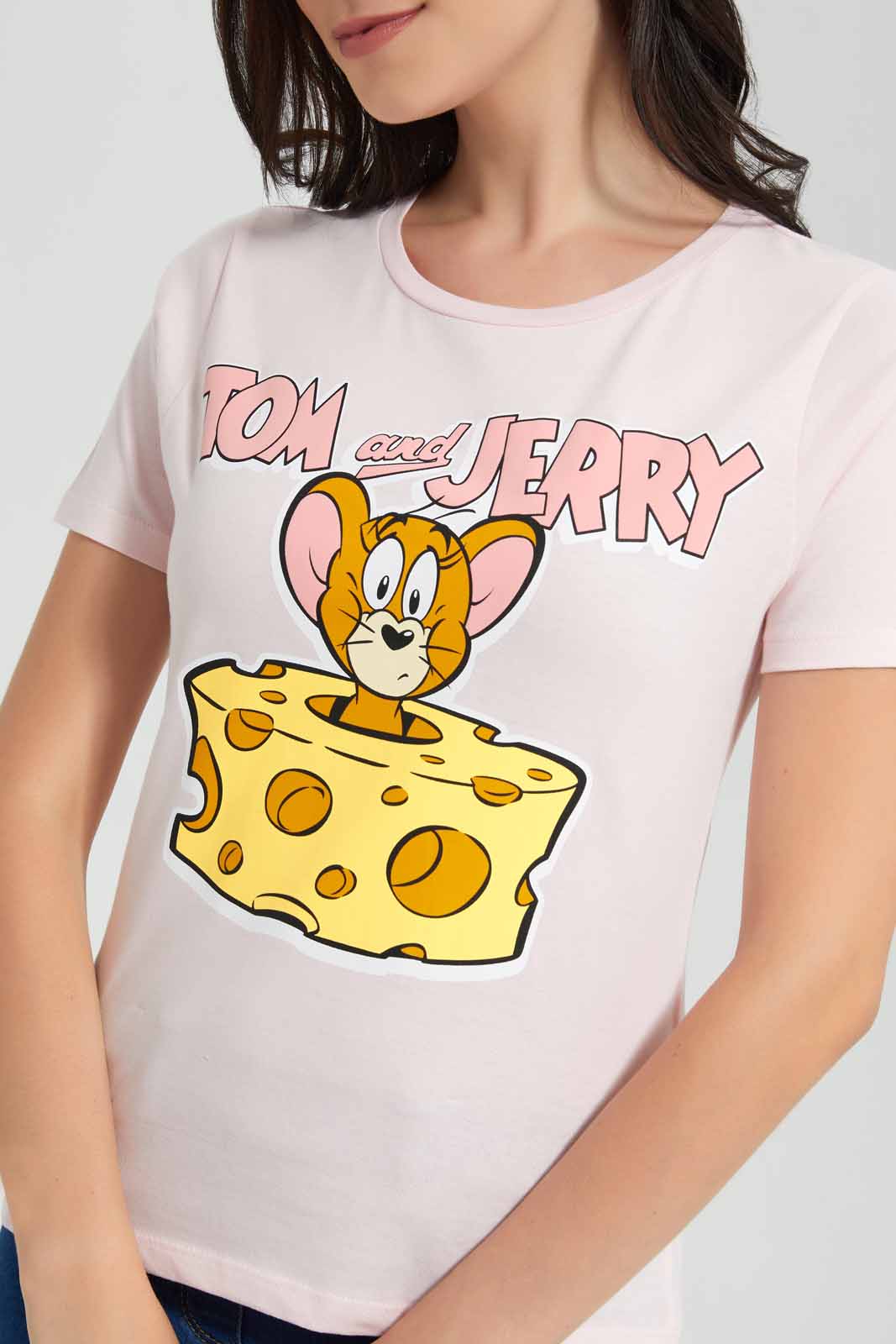 Redtag-Pink-Tom-&-Jerry-Printed-T-Shirt-Category:T-Shirts,-CHR,-Colour:Apricot,-Deals:New-In,-Filter:Women's-Clothing,-New-In-Women,-Non-Sale,-Section:Women,-TBL,-W22O,-Women-T-Shirts-Women's-