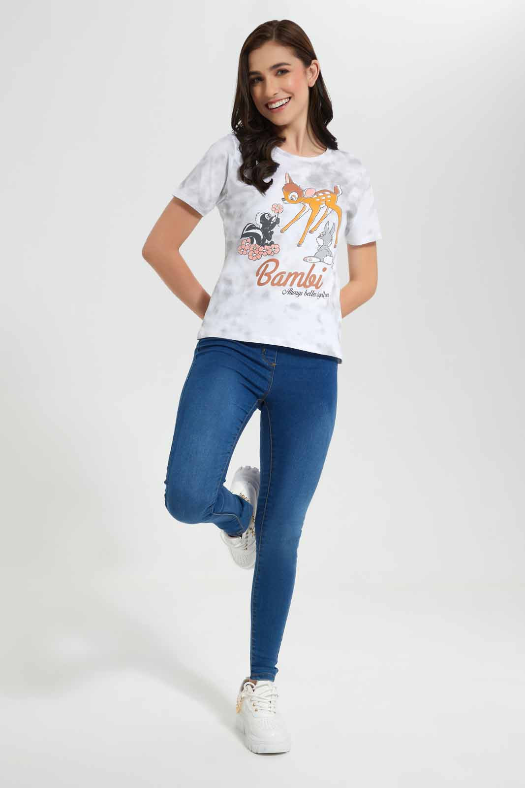 Redtag-Assorted-Bambi-Printed-T-Shirt-Category:T-Shirts,-CHR,-Colour:Assorted,-Deals:New-In,-Filter:Women's-Clothing,-New-In-Women,-Non-Sale,-Section:Women,-TBL,-W22O,-Women-T-Shirts-Women's-