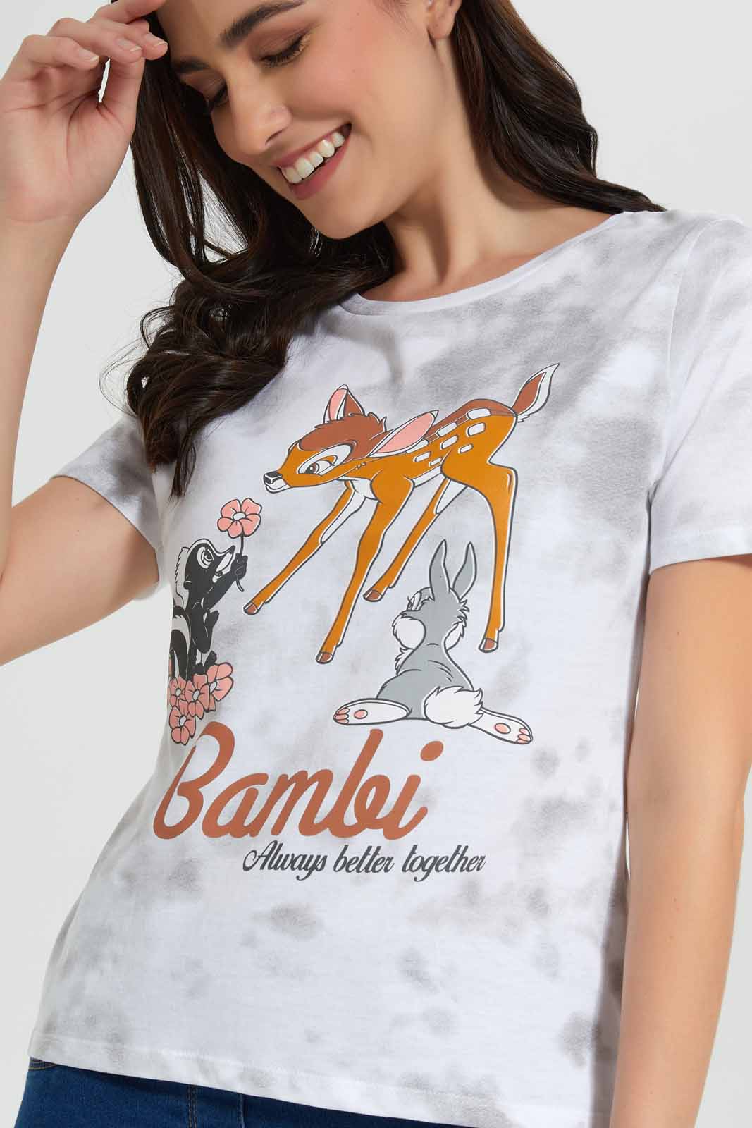Redtag-Assorted-Bambi-Printed-T-Shirt-Category:T-Shirts,-CHR,-Colour:Assorted,-Deals:New-In,-Filter:Women's-Clothing,-New-In-Women,-Non-Sale,-Section:Women,-TBL,-W22O,-Women-T-Shirts-Women's-